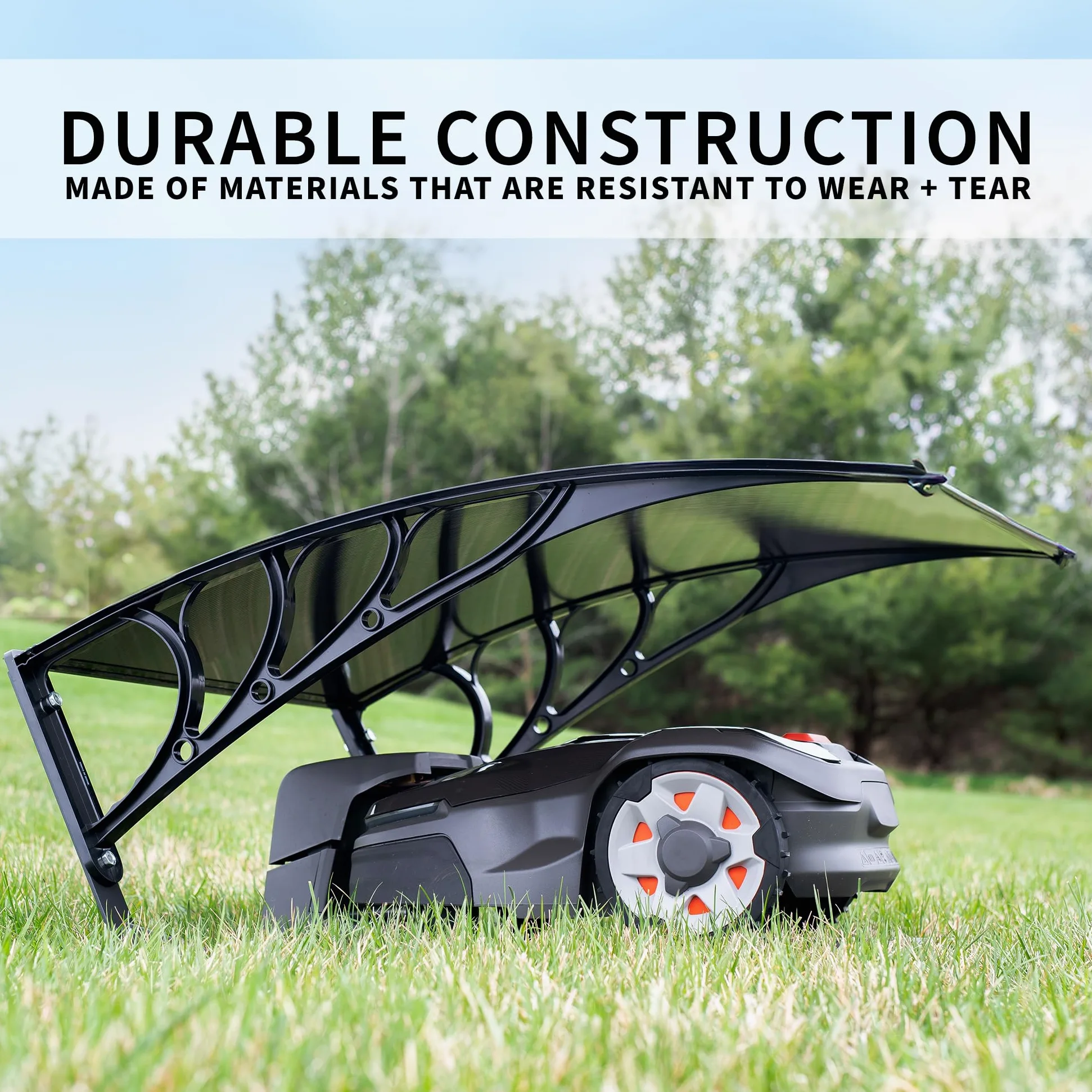 Life Finds LF-RLS1 Bâche d'ombrage d'extérieur conçue pour les tondeuses à gazon robotiques, toit de garage portable pour tondeuses à gazon, auvent en polycarbonate résistant aux intempéries, noir