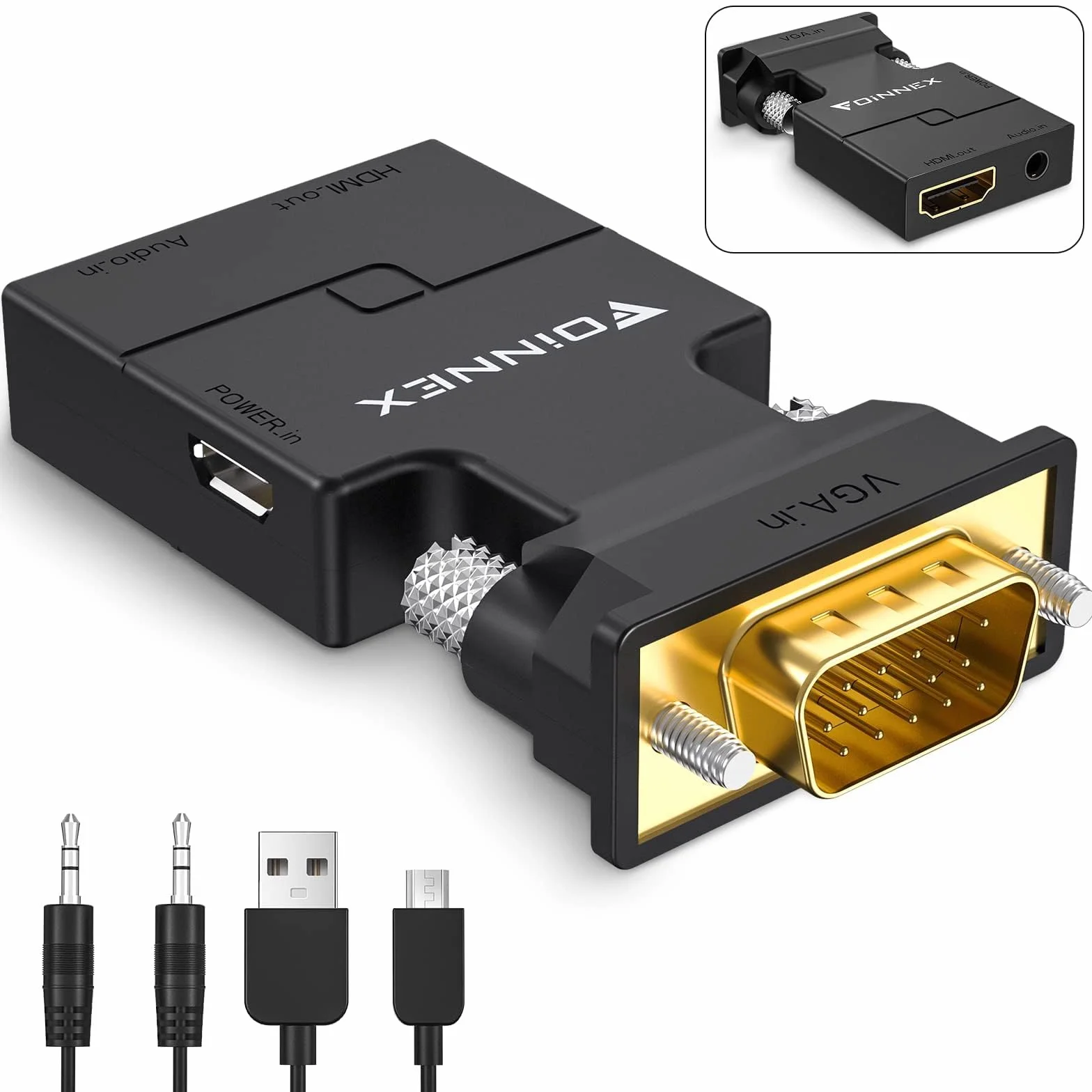 FOINNEX Adaptateur VGA vers HDMI 1080p Convertisseur Actif HDMI Femelle