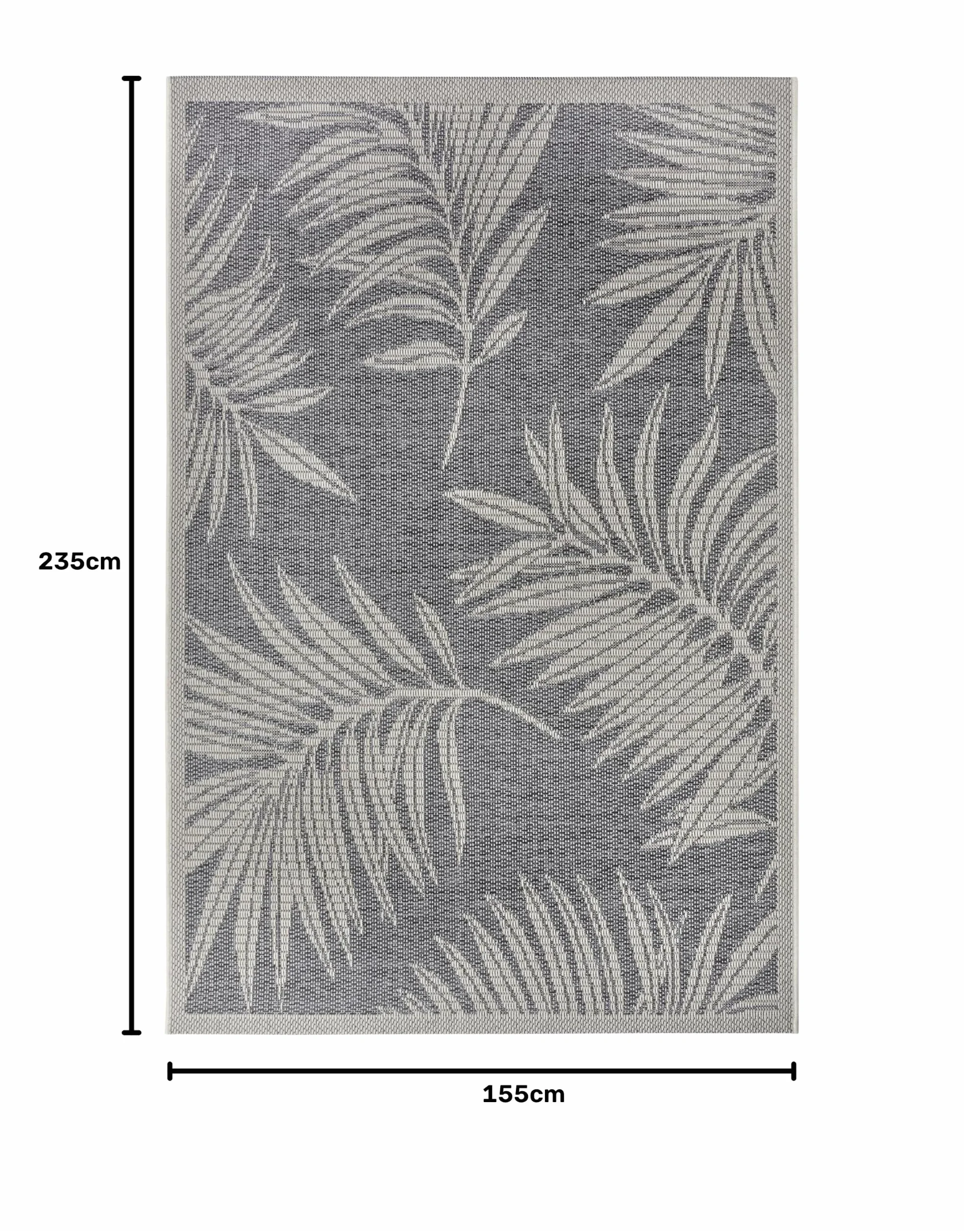 Hanse Home Paru Tapis d'extérieur résistant aux intempéries - Motif Palmiers Moderne - Design Floral - Imperméable et Robuste - Tissage Plat - pour Jardin, Balcon, terrasse, Salon - Gris crème, 155 x