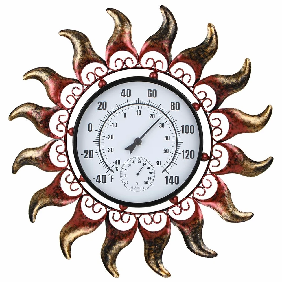 VEWOGARDEN Thermomètre d'extérieur en métal étanche 33 cm pour intérieur et extérieur