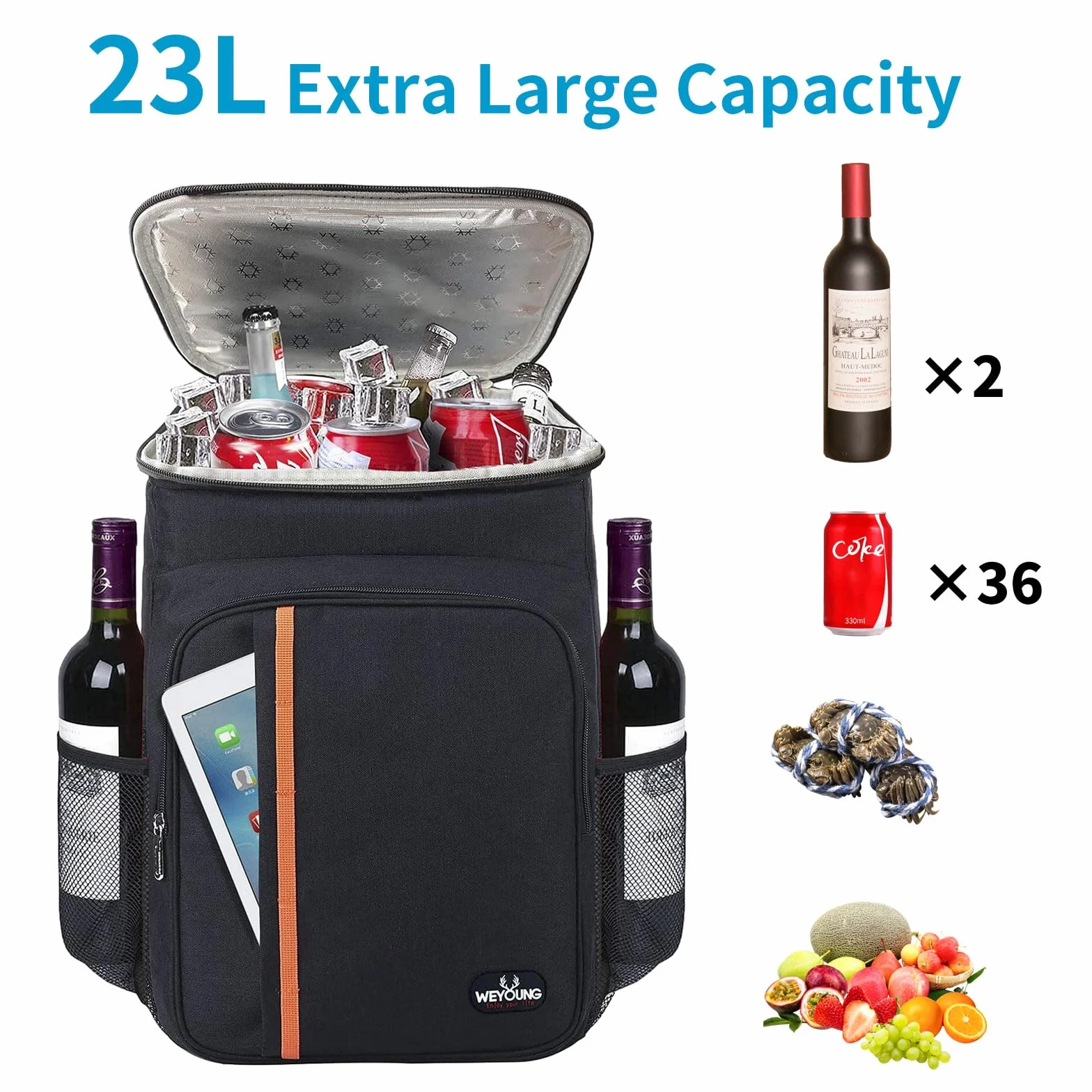 HEQUN Sac à Dos Isotherme 23L Glacière Portable Cooler Backpack pour Pique-Nique Plage Camping