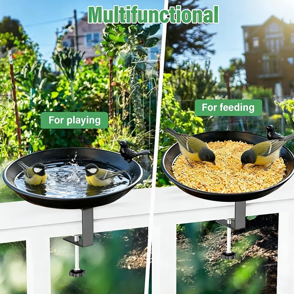 Bain d'oiseaux Suspendu pour Balustrade de Balcon 21cm Fonte Mangeoire Oiseaux