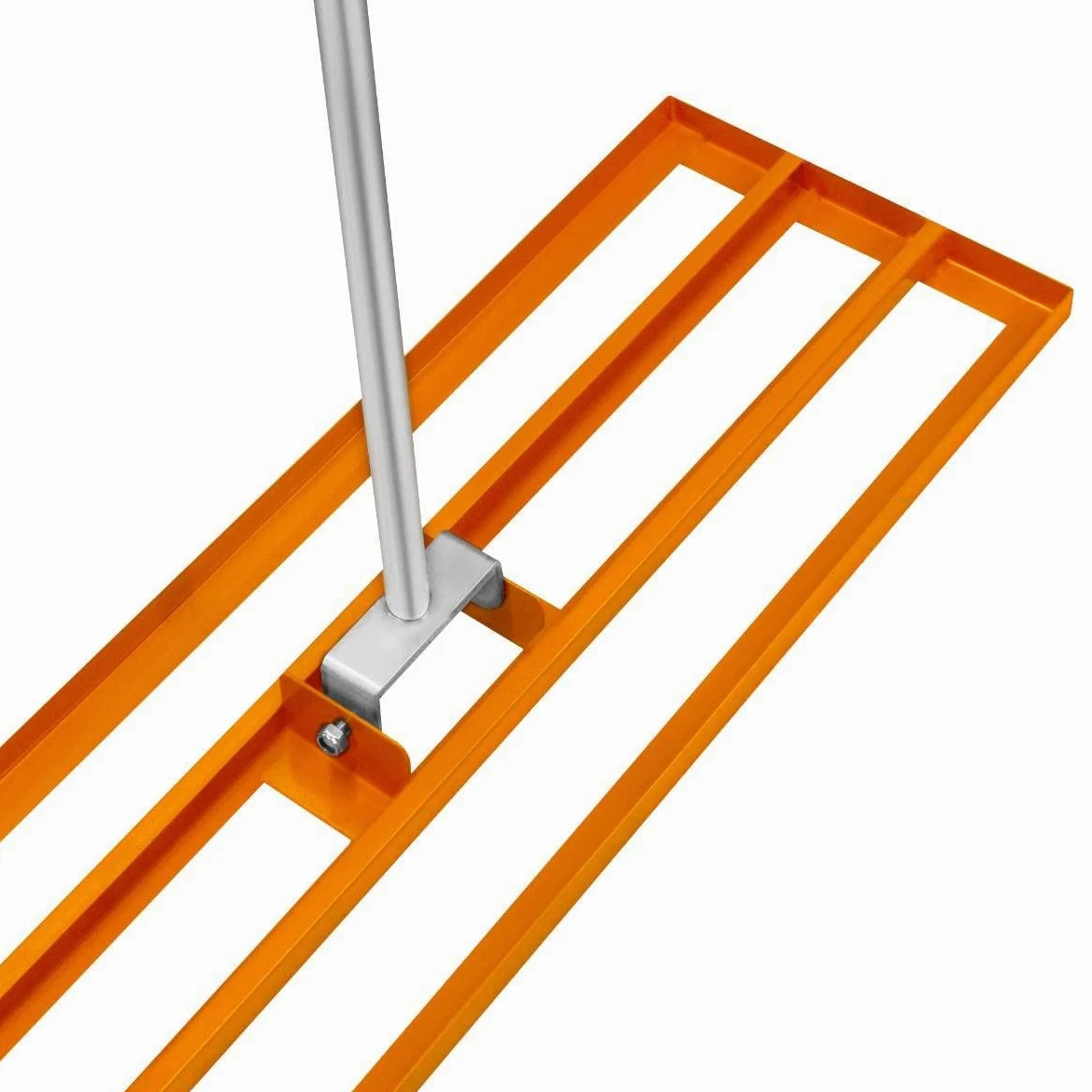 Râteau de Nivellement de Pelouse en Acier inoxydable Orange 100 cm Largeur -Parfait pour Mettre à plat : Cour de golf,terrains de Sports Jardin,Aménagement Extérieur - Manche Extensible Jusqu'à 190cm