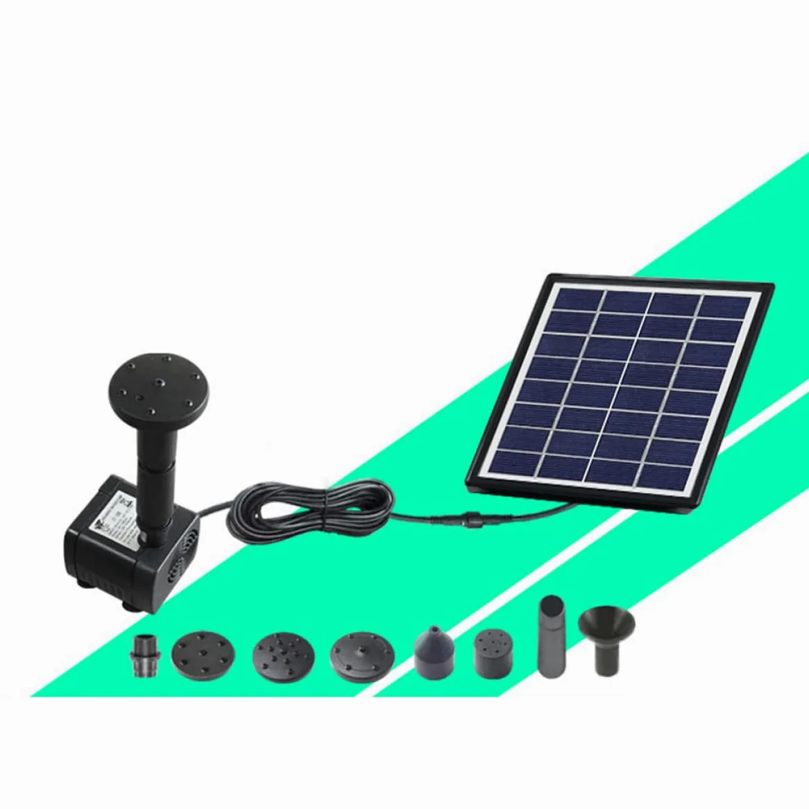 Fontaine Solaire Flottante pour Bassin Extérieur et Bain D'oiseaux, Plastique Noir, Débit Maximal 380l/h, Alimentation 10v/4w, pour Circulation D'eau en Plein Air