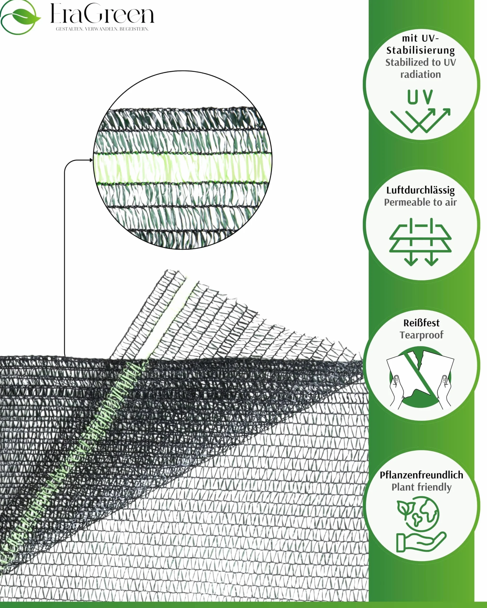 EraGreen Filet d'ombrage 1,5m x 1m - Protection solaire 40% d'ombrage pour plantes, grillage de jardin, balcon, serre - Stabilisé