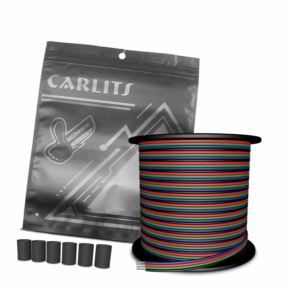 Câble D'extension RGB 22 AWG 4 Couleurs 30m 4x0.32mm² 12/24V DC 100ft LED