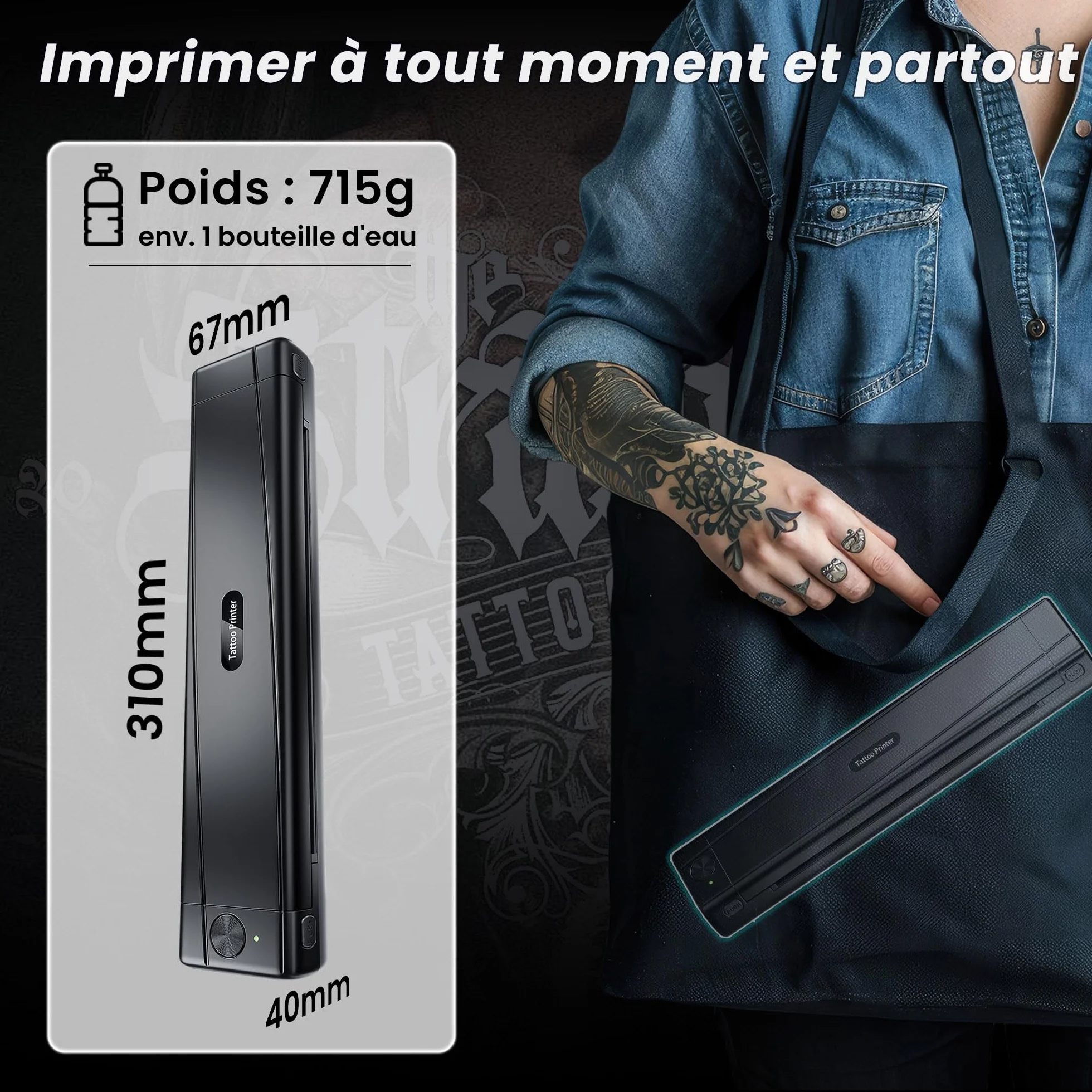 TATTMUSE Thermocopieur Tatouage Bluetooth, Imprimante Stencil Tatouage avec 10 Feuilles