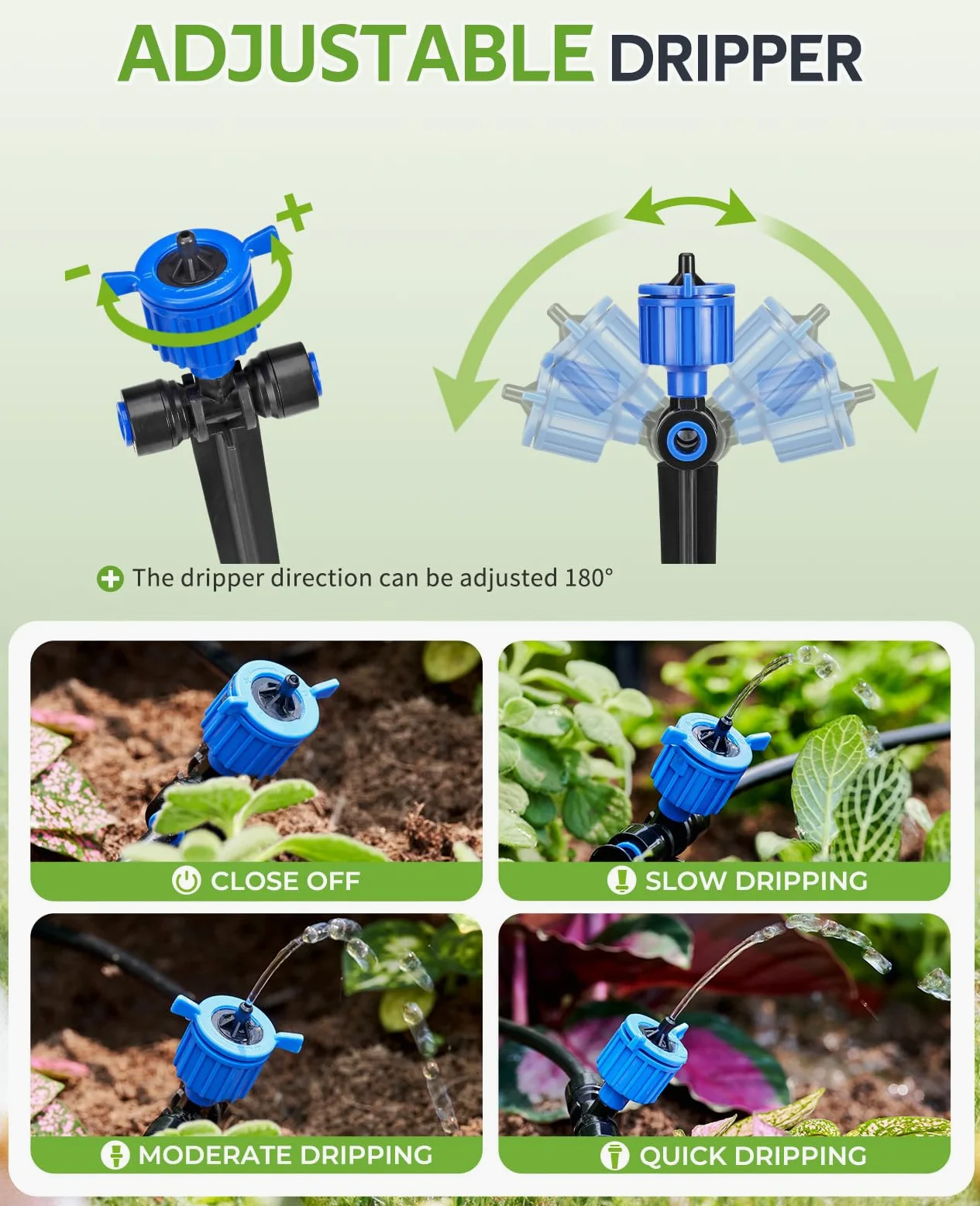 HIRALIY Système d'irrigation compensateur de pression avec minuterie de jardin, nouveau système d'arrosage de jardin à connecteur rapide, kit d'irrigation pour plantes, arrosage régulier par minuterie