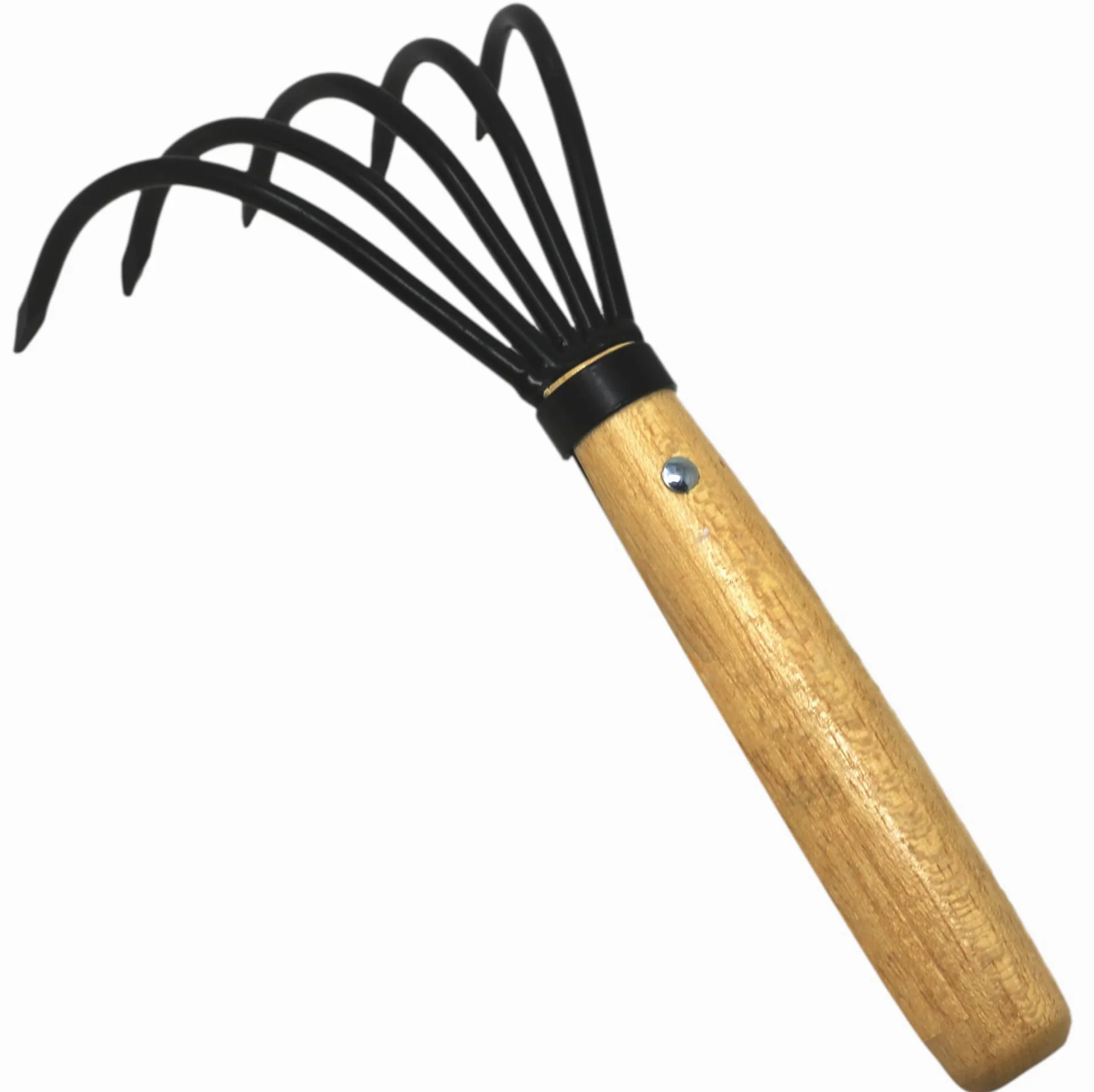 KAKURI Cultivateur Manuel Japonais en Acier au Carbone forgé à la Main, Petit râteau à Main pour désherber, Creuser, cultiver, ramasser des Feuilles, Noir, fabriqué au Japon