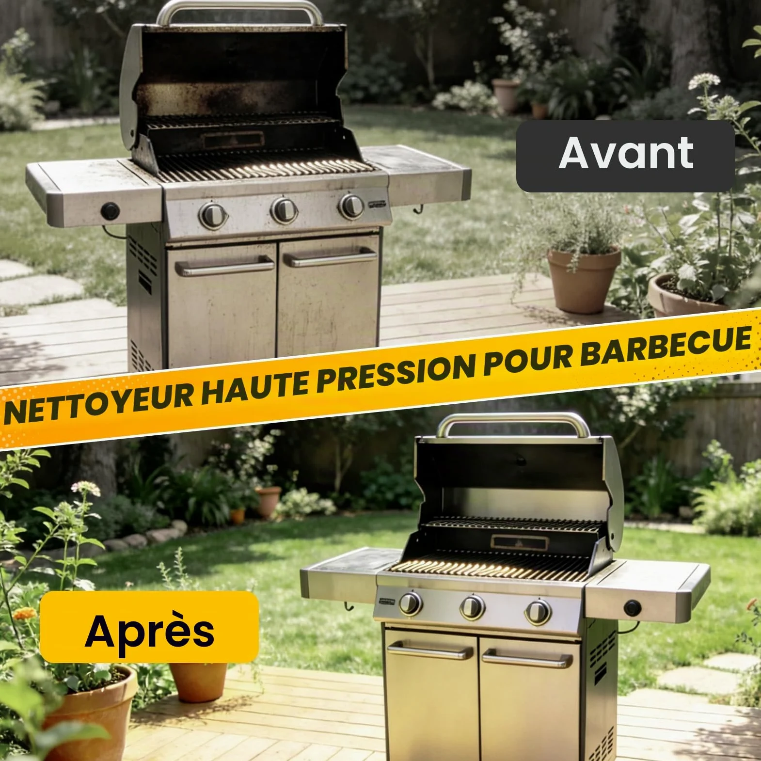 Nettoyeur Haute Pression, 80 Bar, Pression de Travail débit 300 l/h, Mobile, Pistolet Haute Pression avec buse réglable, pour Voitures, clôtures, terrasses, avec Tuyau de 10 m
