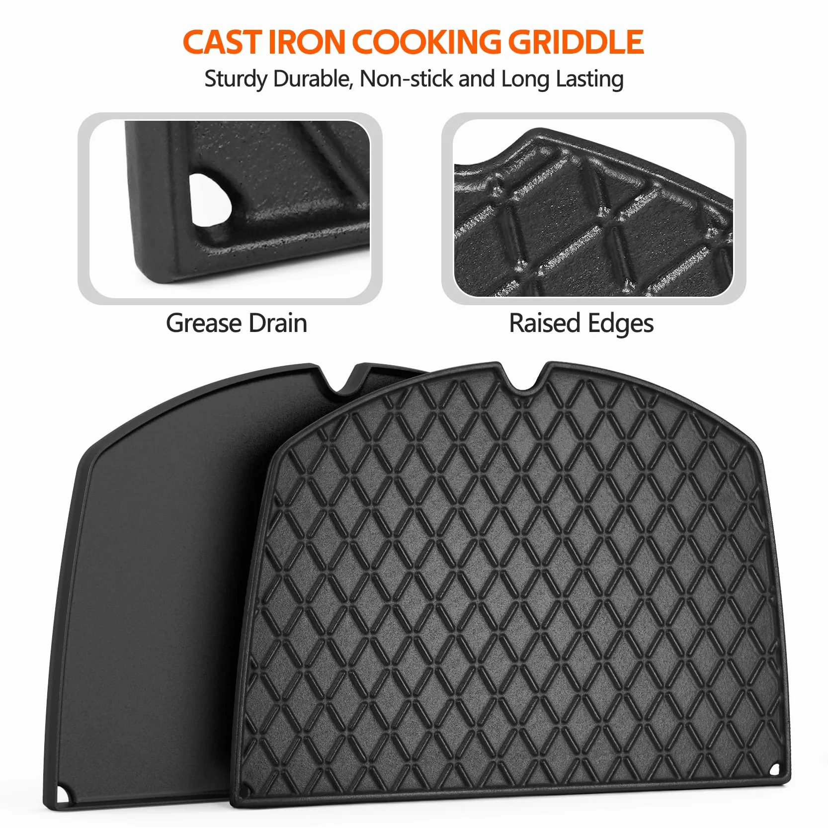 Onlyfire Plaque de Cuisson Réversible Fonte pour Weber Q300 Q320 Q3000 Q3100 Q3200 Remplacement 6506