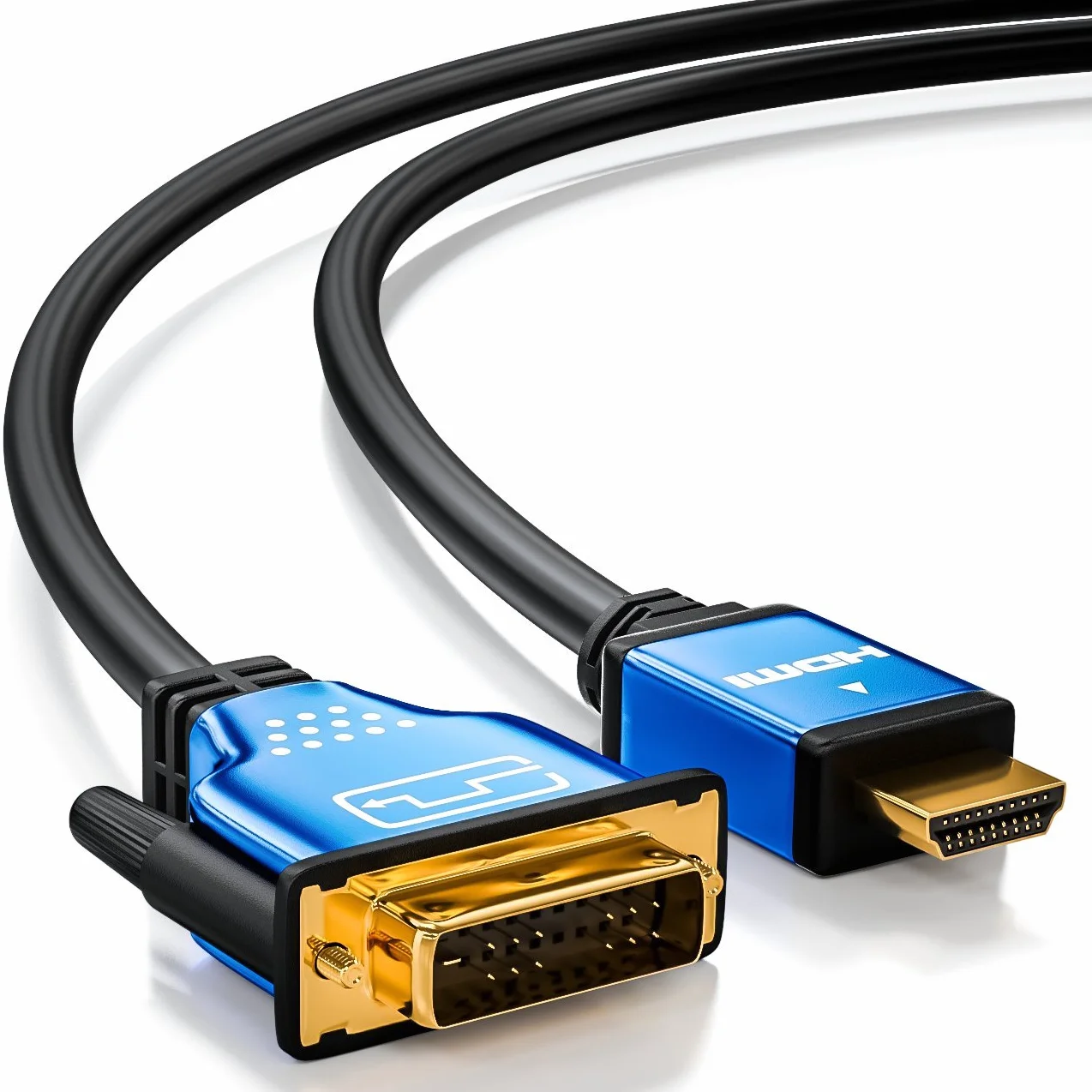 deleyCON 10m Câble HDMI vers DVI Haute Vitesse 1080p Full-HD 3D Ready pour Moniteur