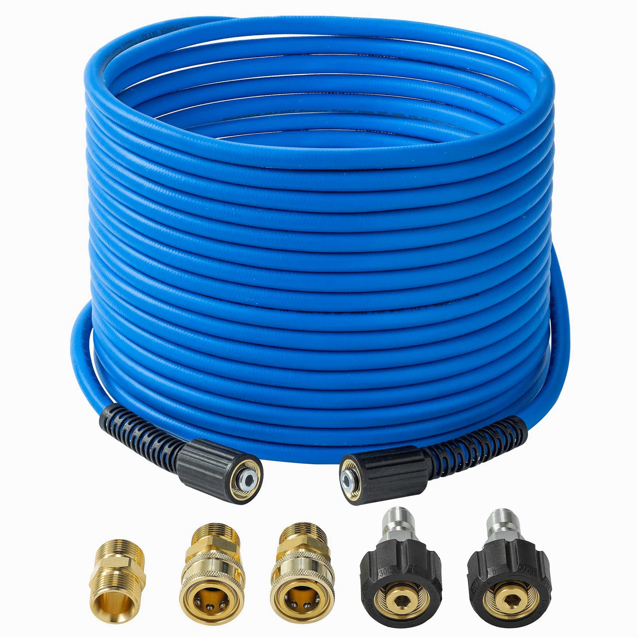 FIXFANS Tuyau d'extension de nettoyeur haute pression de 6,35 mm x 15,2 m – Tuyau haute pression de rechange résistant aux plis et à l'usure – Compatible avec les raccords M22 – 3600 PSI