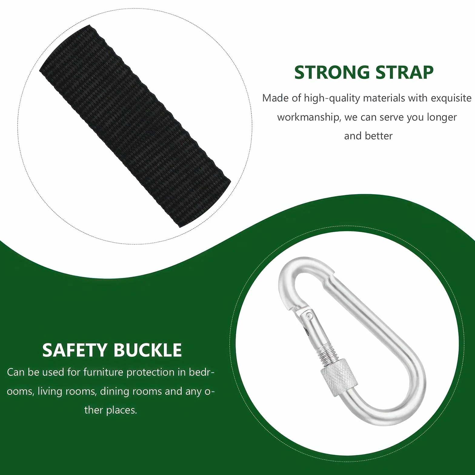 Set di Sangle Hamac 50 cm x 25 mm Sangles de Suspension pour Balançoire Arbre avec Mousquetons et Anneaux en D