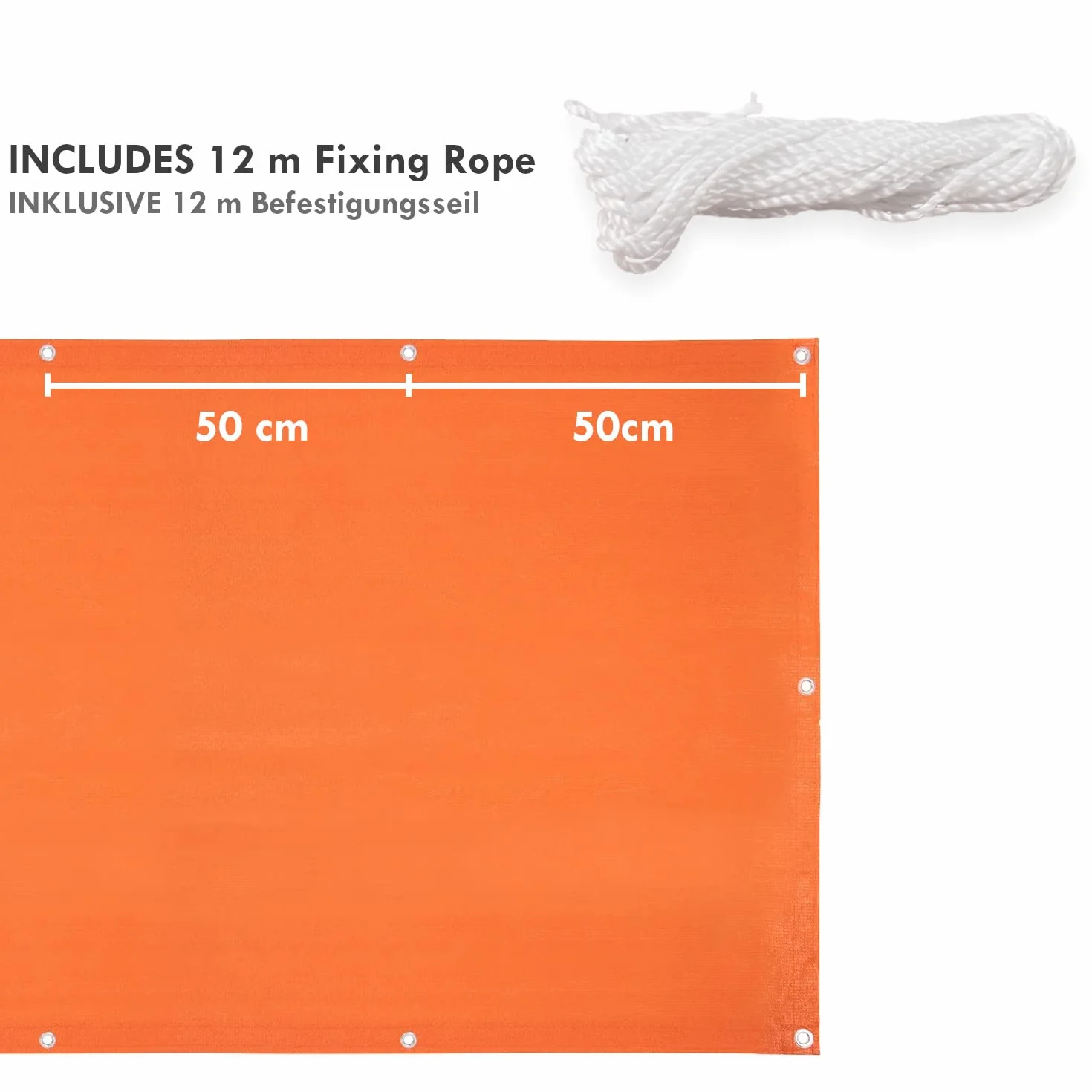 Casa Pura Brise-vue pour balcon Protection UV 90 x 500 cm Tissu polyéthylène haute densité résistant intempéries Orange