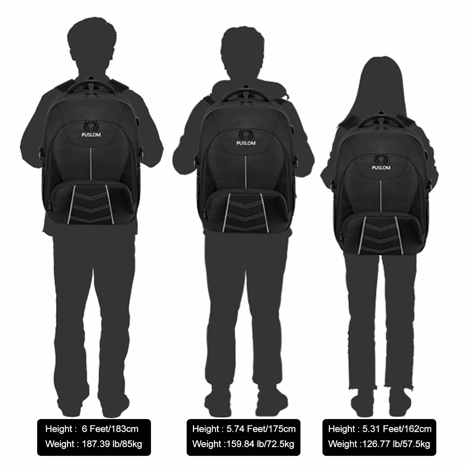 Sac à Dos Homme Grand 55L Antivol Imperméable avec Chargement USB pour Ordinateur Portable Voyage - Noir