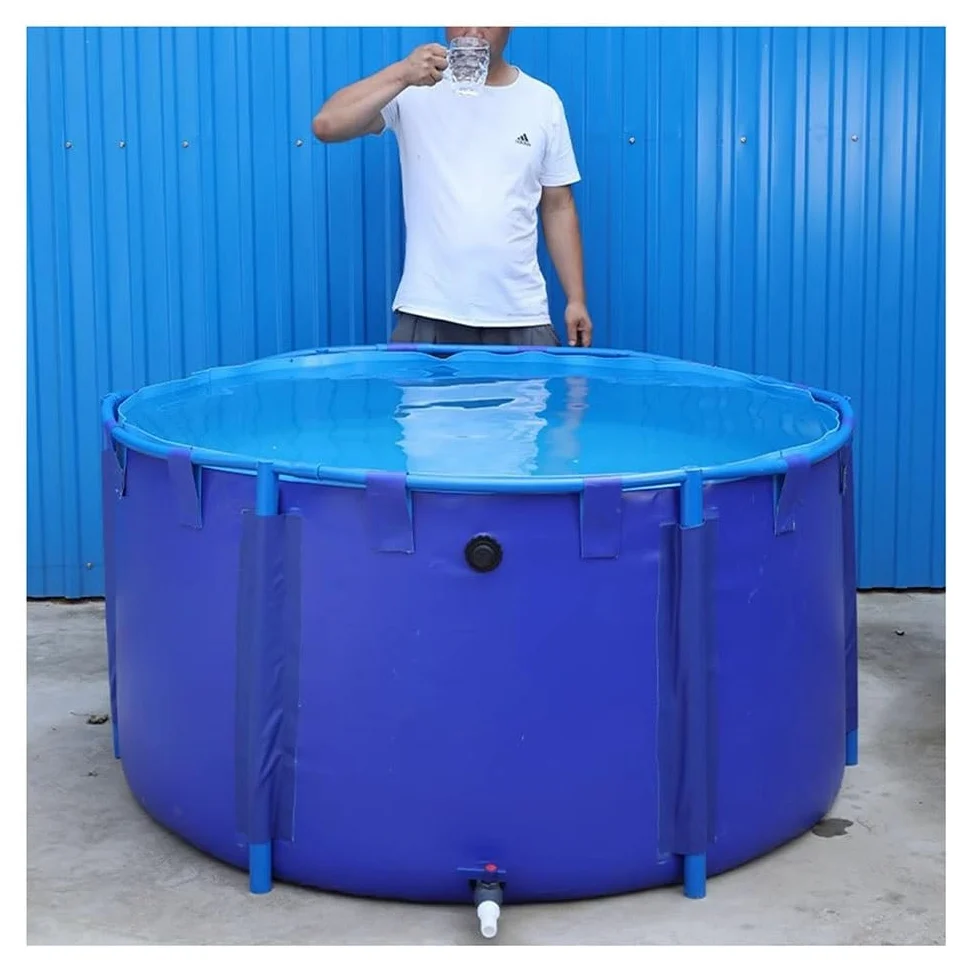 Bassin portable hors sol en toile – Doublure et cadre en PVC souple, idéal pour poissons rouges Koi, abri de sauvetage aquatique