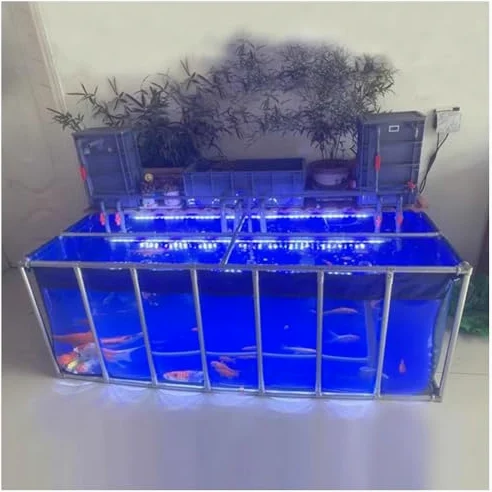 Bassin à koï en Acier PVC Robuste - Réservoir paysager de Type C avec vanne de vidange, adapté aux Aquariums, aux aménagements de Jardin et aux Jeux d'eau extérieurs.