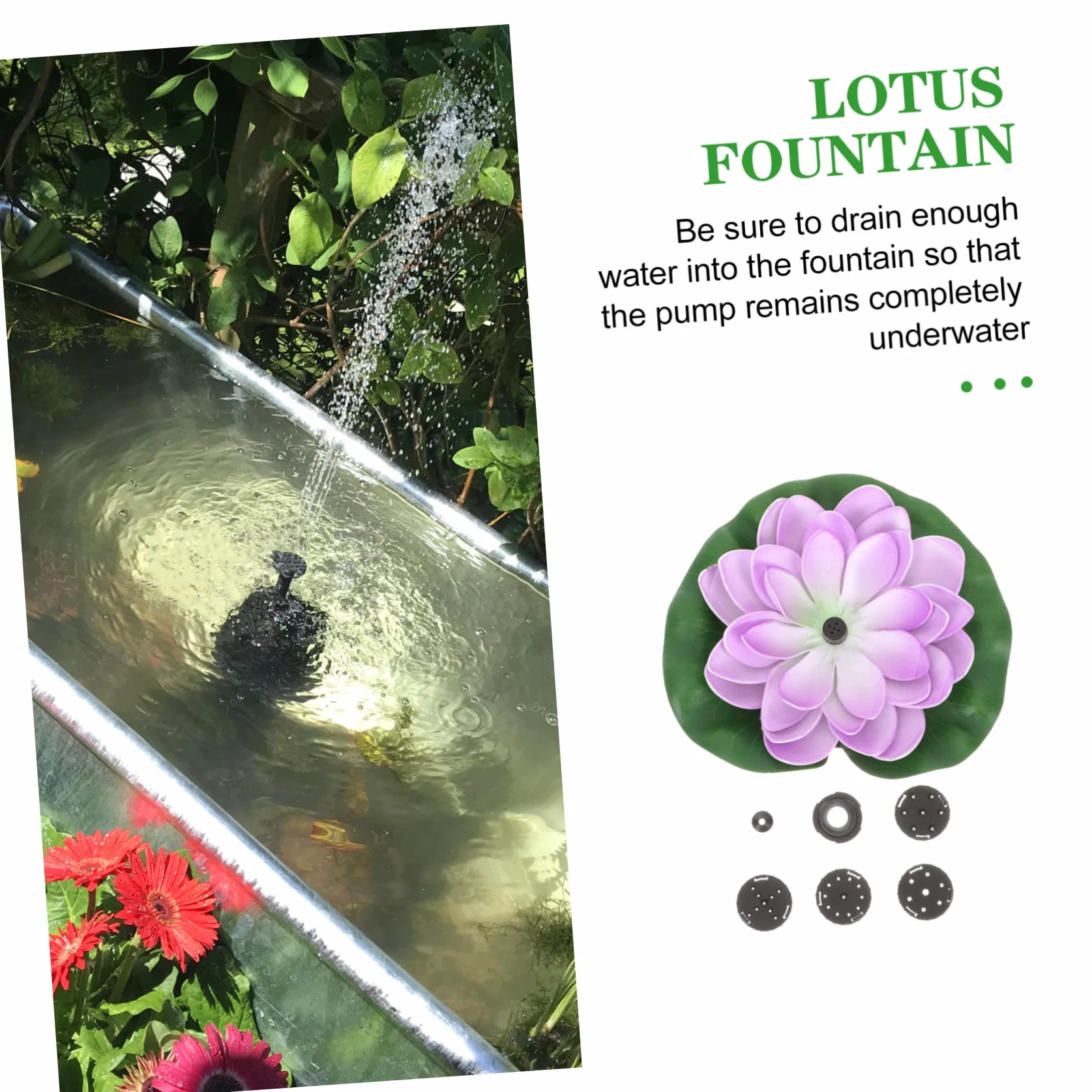 BESPORTBLE Fontaine Solaire Flottante De Fleur De Lotus pour Jardin Extérieur – 7v 1.2w, Matériau Abs Solide, Décoration Étang Et Piscine, Pompe Solaire Autonome sans Câble