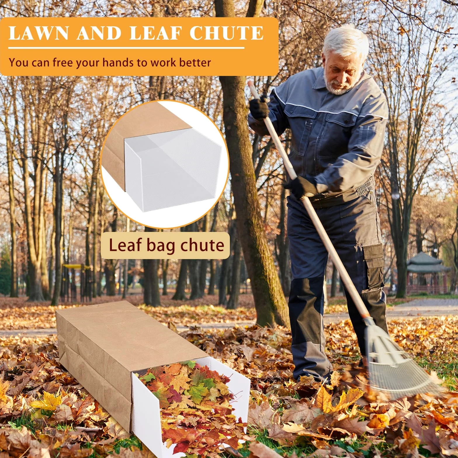 Tioncy Lot de 2 sacs en papier réutilisables pour pelouse et feuilles - Pas de pliage nécessaire pour ramasser les feuilles, balayer et ramasser les débris de jardin
