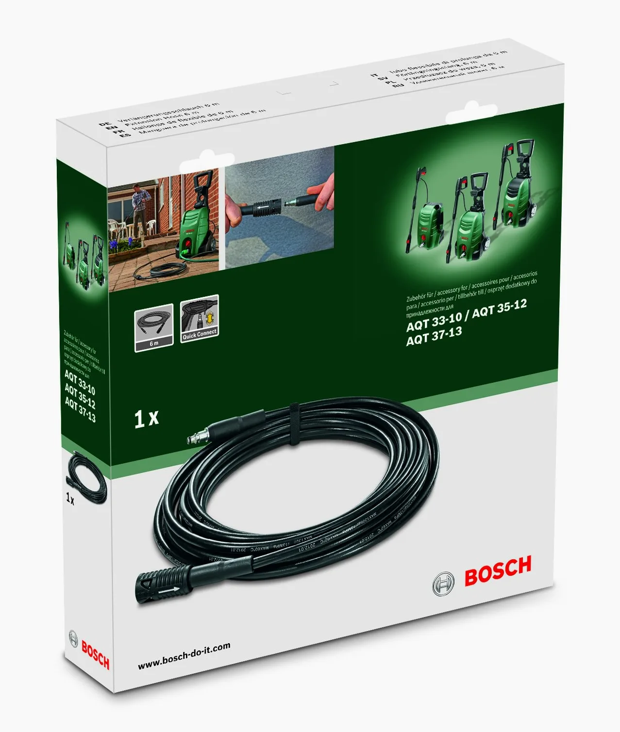 Bosch Nettoyeur Haute Pression EasyAquatak 110-06008A7F00-1300W - 110 Bars & Tuyau rallonge à Haute Pression 6 m pour Nettoyeur à Haute Pression Aquatak Bosch F016800361