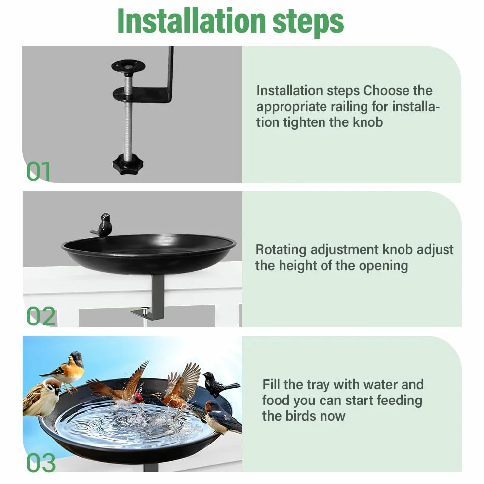 Bain d'oiseaux Suspendu pour Balustrade de Balcon 21cm Fonte Mangeoire Oiseaux