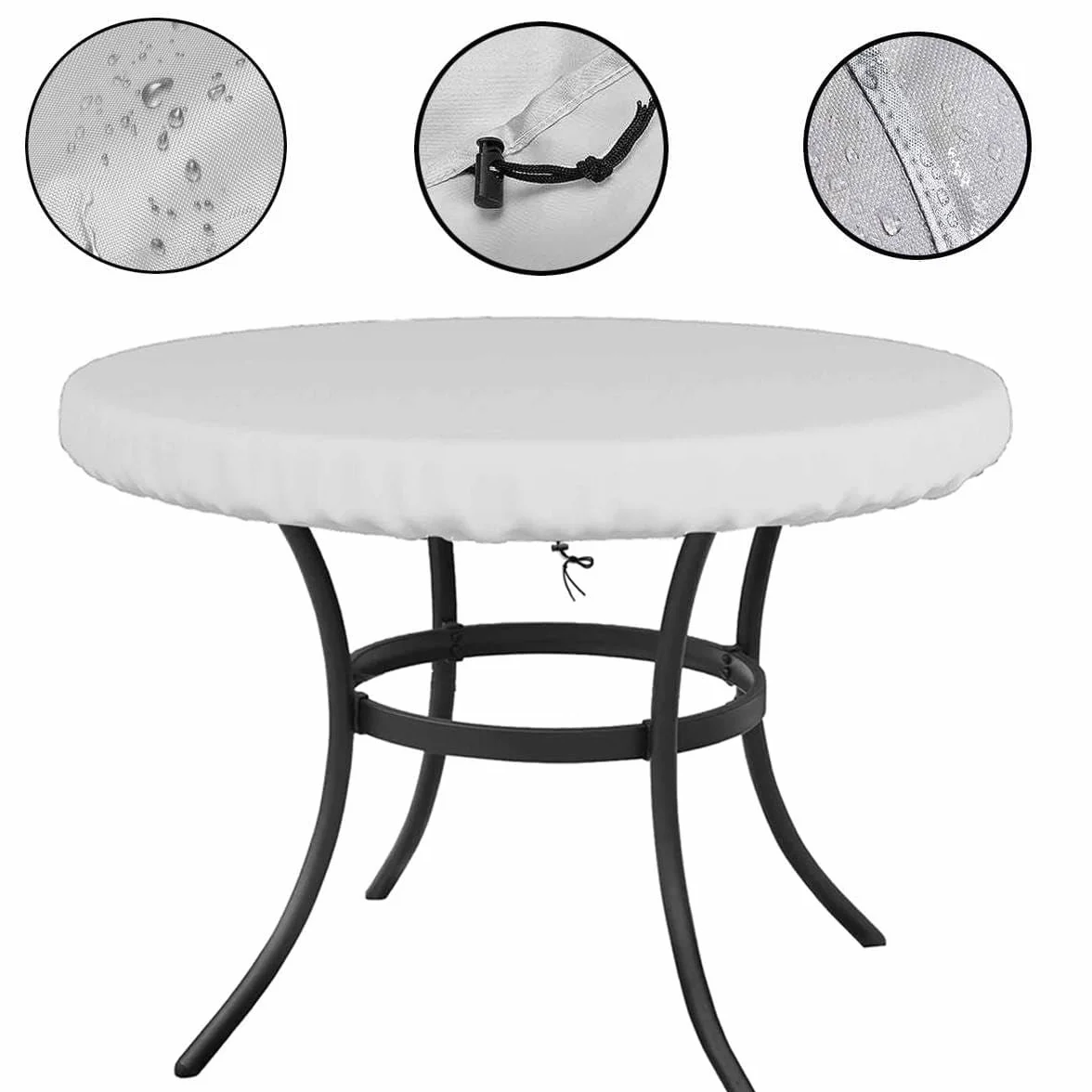 Housse de Table Ronde Extérieur Imperméable Anti-UV 160x10cm