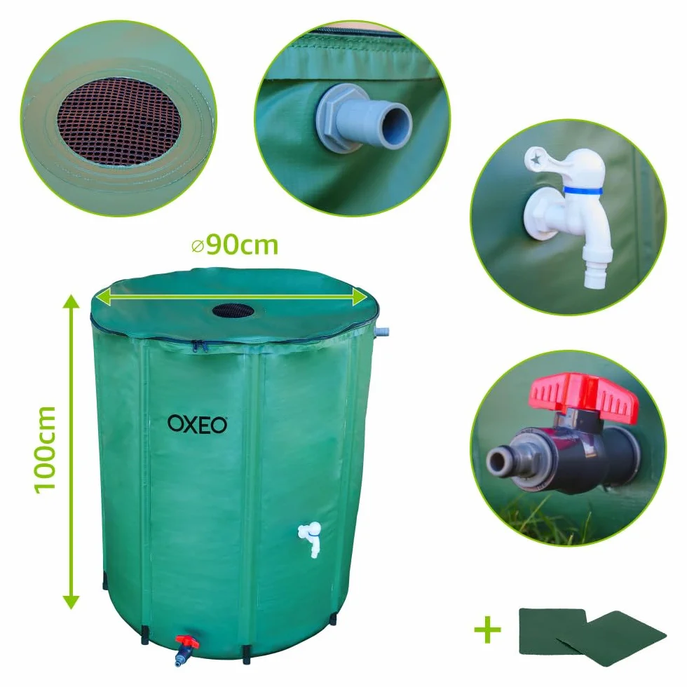 Oxeo Réservoir Récupérateur Eaux de Pluie 550 Litres Cuve Souple PVC Armé Pliable