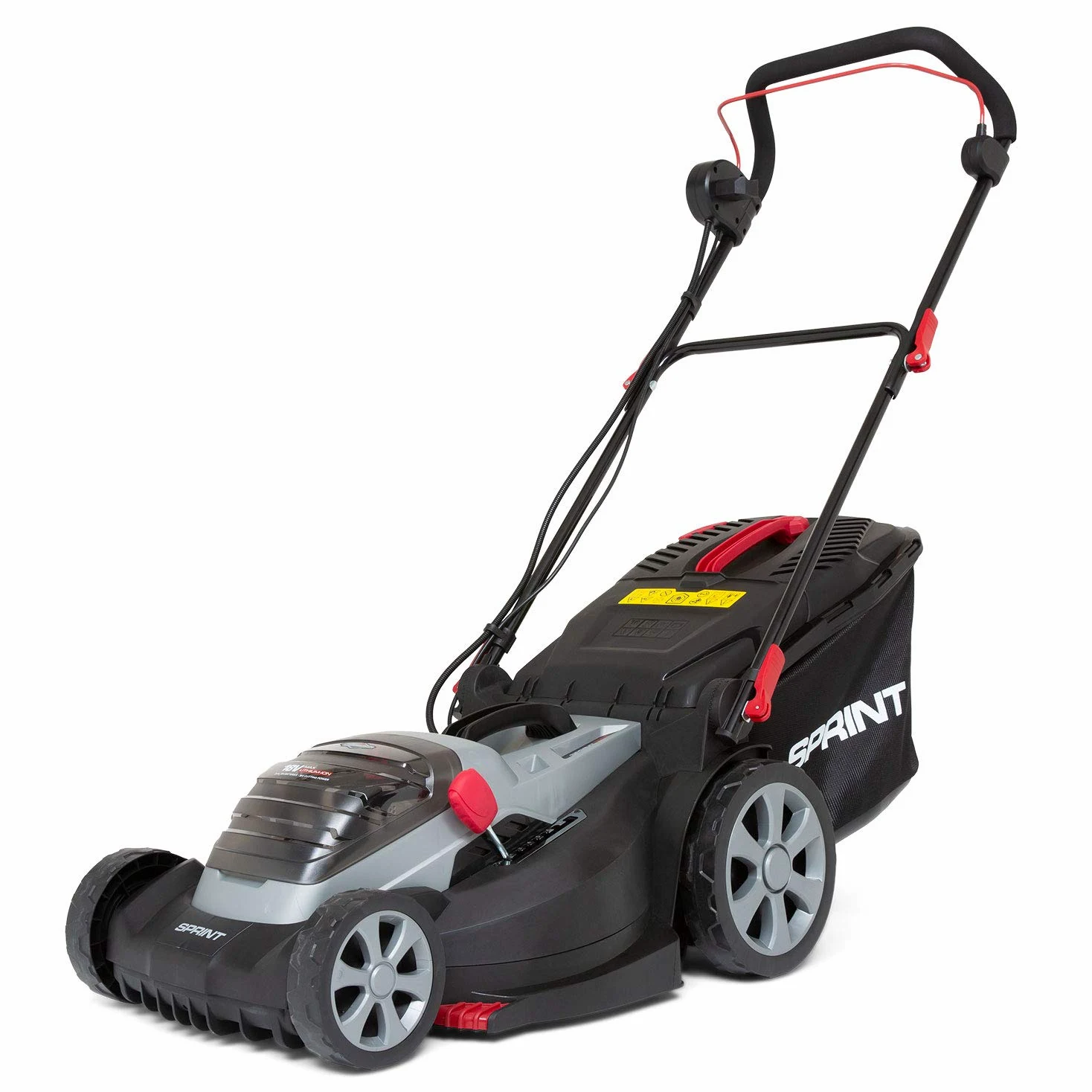 Sprint 2x18V (36V) Tondeuse à gazon Lithium-Ion 44 cm de largeur de coupe 440P18V, Powered by Briggs & Stratton, jusqu'à 640 m2, comprenant 2 batteries 5 Ah et un double chargeur, garantie 5 ans.