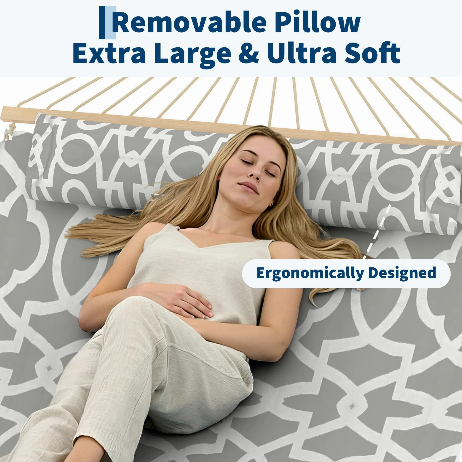 Hamac Double Barres En Bois 350×140 cm − Toile Matelassée Rembourrée Confortable Pour 2 Personnes, Hamac d'Extérieur Pour Jardin Terrasse Balcon, Idéal Sieste, Avec Sac De Rangement, Multicolore