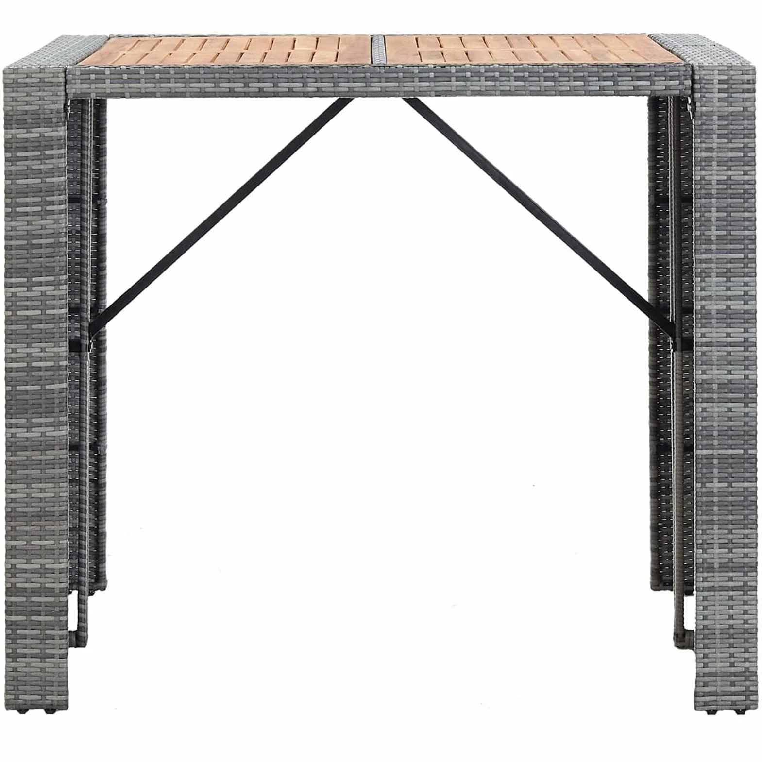Ensemble de Bar 5 pcs Résine tressée Bois d'acacia Gris Mobilier de Jardin