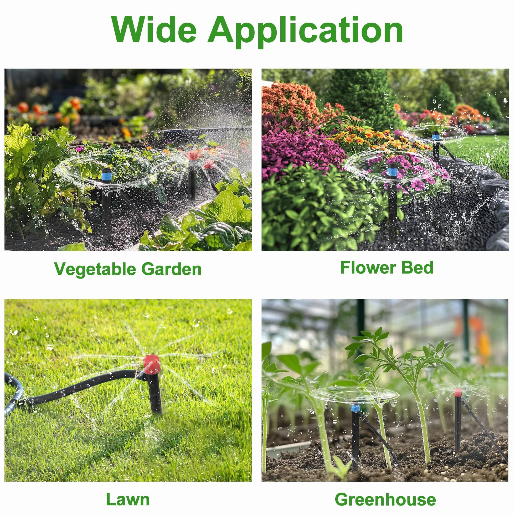 Kit de 90 systèmes d'irrigation goutte à goutte, système d'arrosage automatique à connexion rapide avec buses réglables et arroseurs pour serre de jardin, fleurs, pelouse, plantes en pot