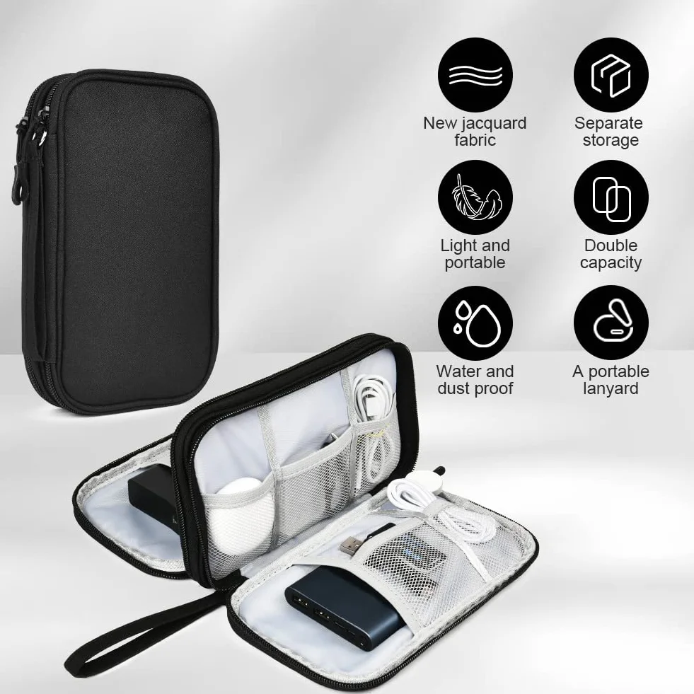 Etui Disque Dur Externe Étanche Sac de Câble de Voyage Grande Capacité Antichoc Portable Organisateur