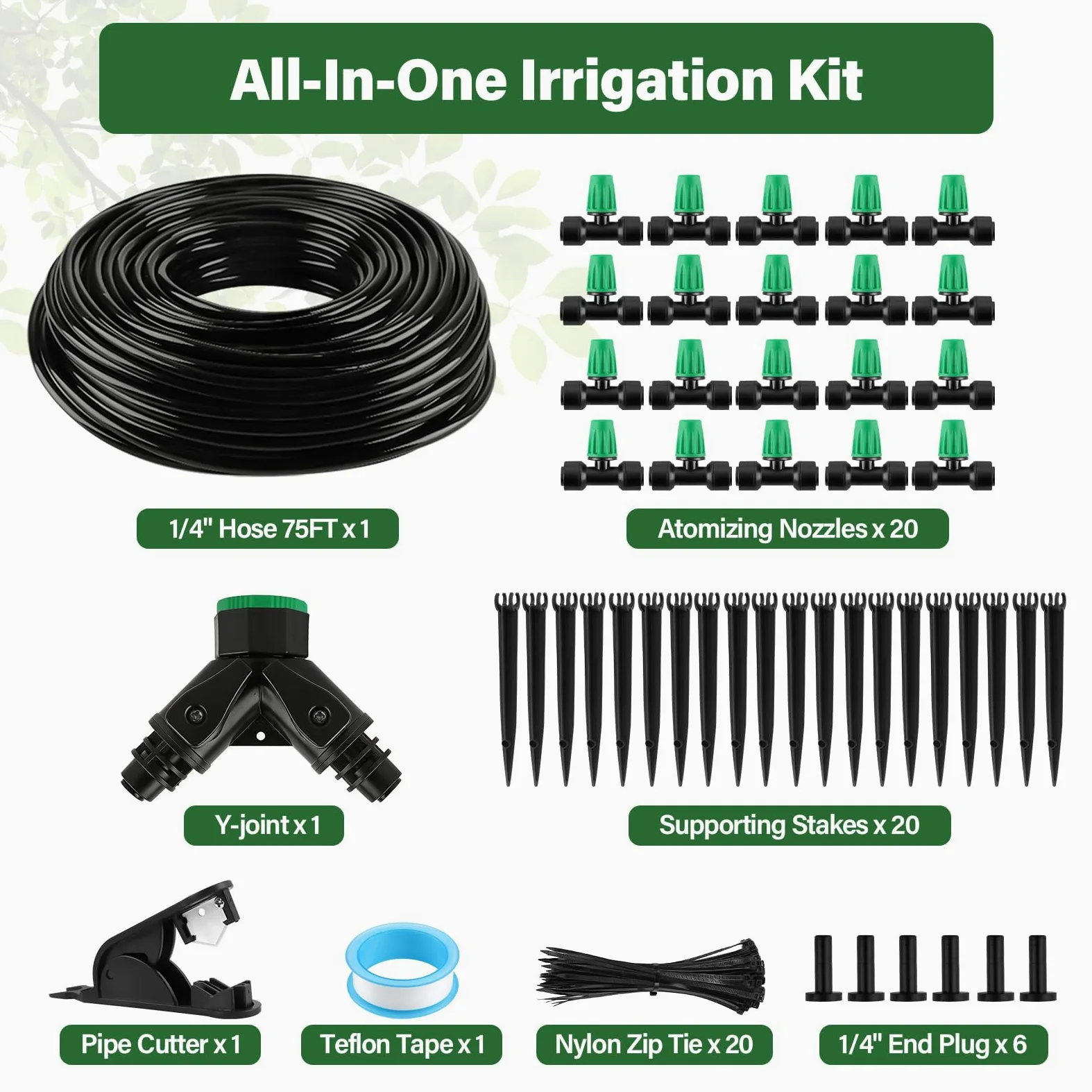 Kalolary 75FT Kit d'irrigation Goutte, Micro Irrigation Goutte à Goutte | Jardin DIY Système d’arrosage Automatique pour Jardin, Pelouse, Plante, Paysage, Potager, Serre