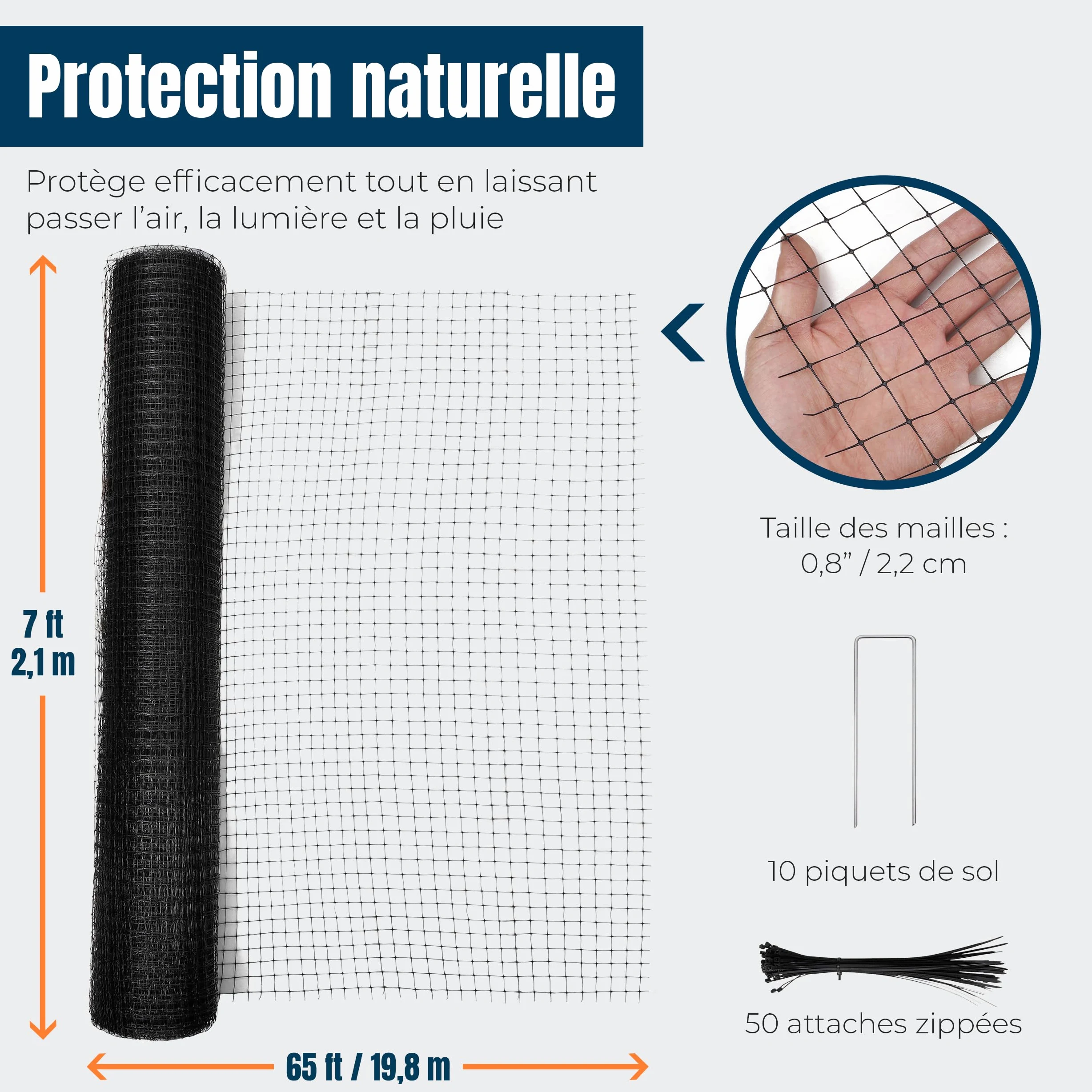 MP Filet Anti-Oiseaux, 2,1 x 19,8 m, 40 g/m²