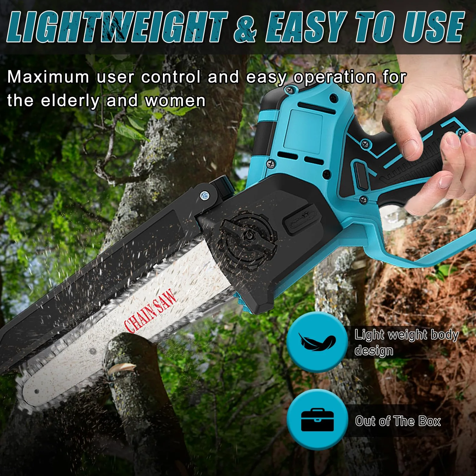 Mini tronçonneuse sans fil compatible avec Makita 18 V (sans batterie) | tronçonneuse électrique de 20,3 cm et 15,2 cm avec chaîne, huile automatique, scie à chaîne pour outils de jardin
