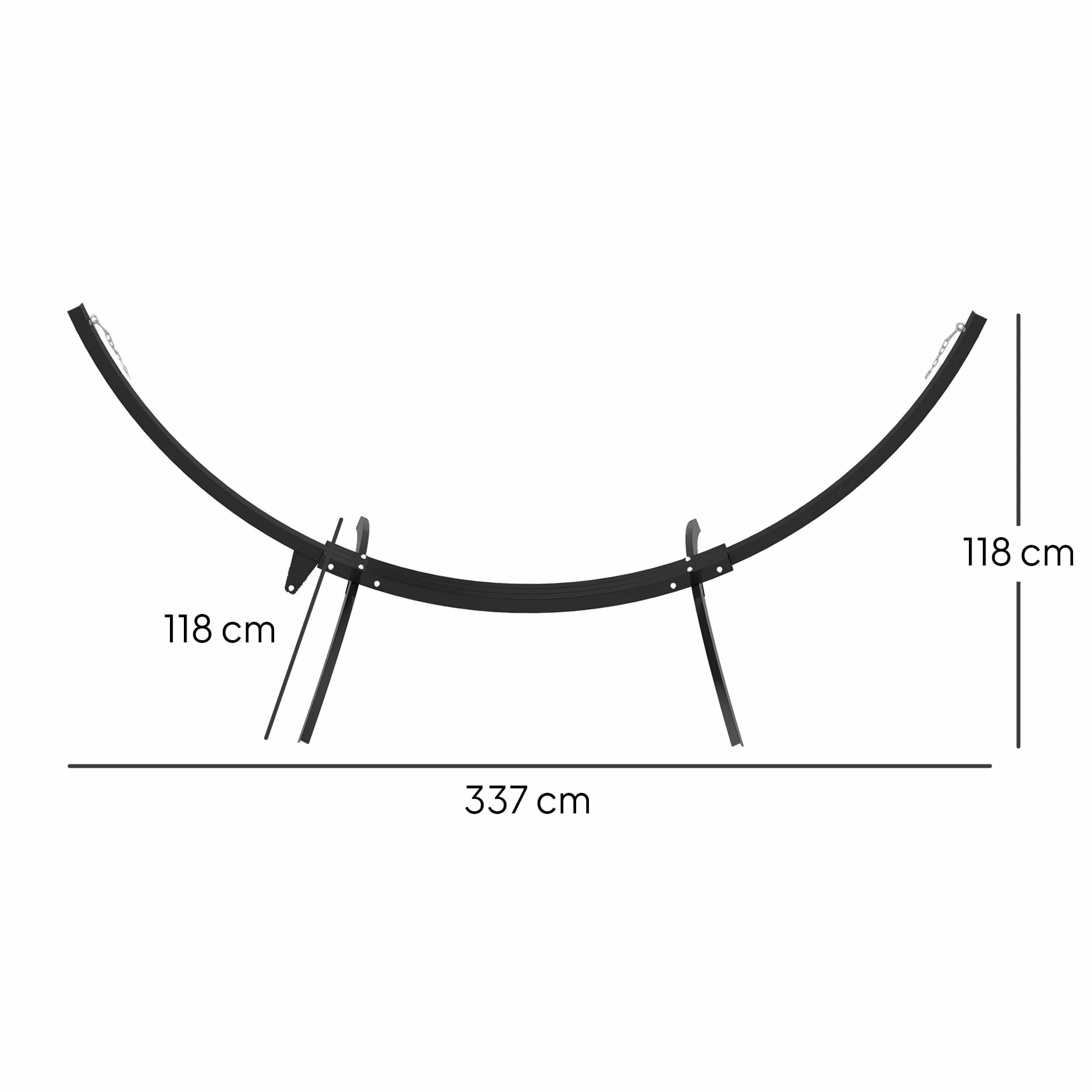 Outsunny Support de hamac en métal avec Roues, 150 kg, 337 x 118 x 118 cm Noir