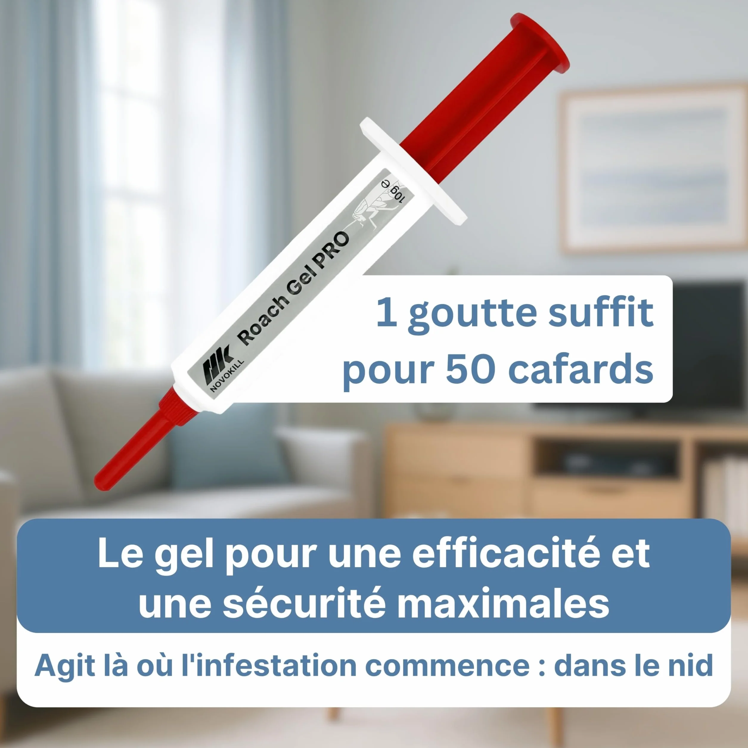 Novokill ROACH GEL PRO 10g – gel anti cafards professionnel à action prolongée