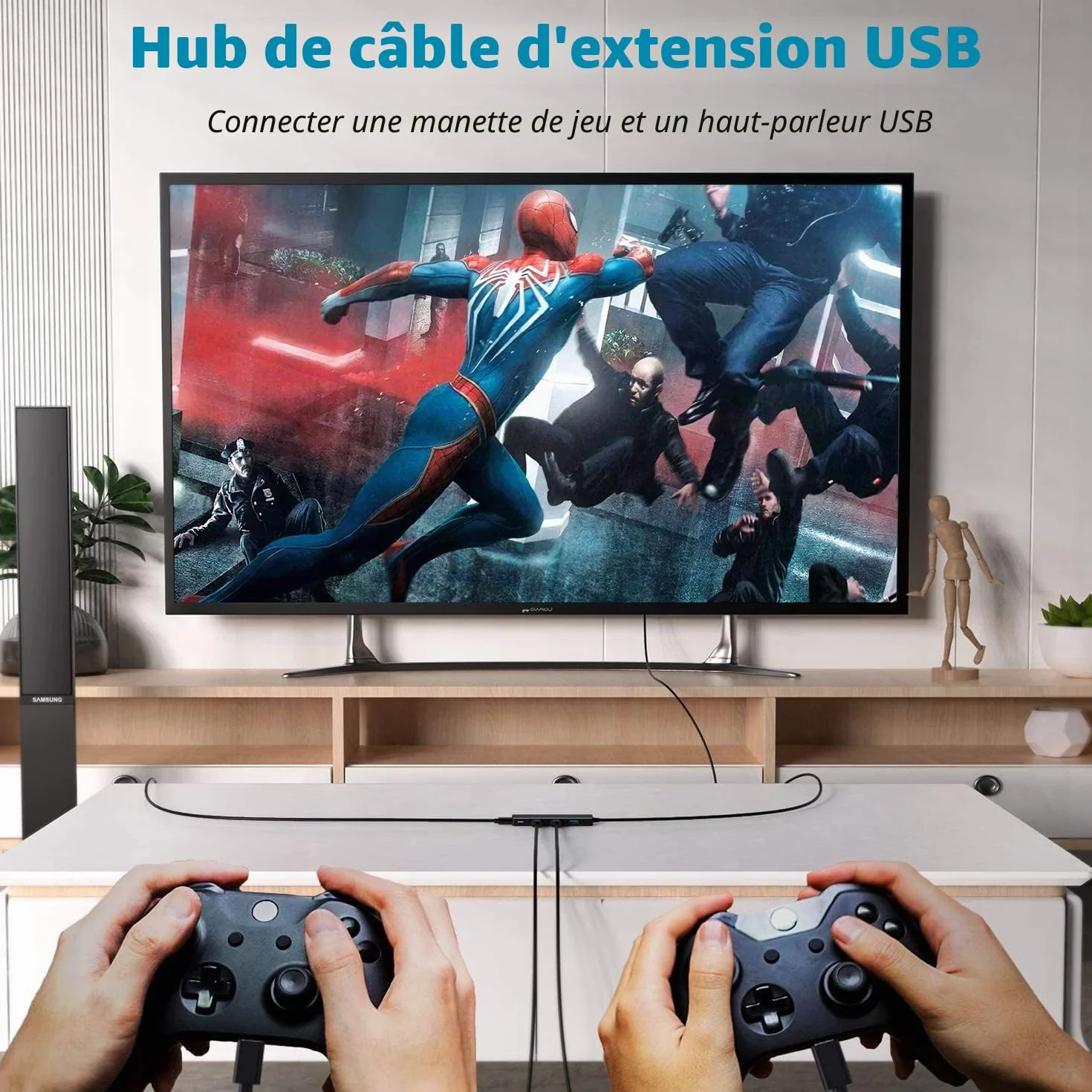 Aceele Hub USB 3.0 4 Ports 120cm pour Macbook, PC