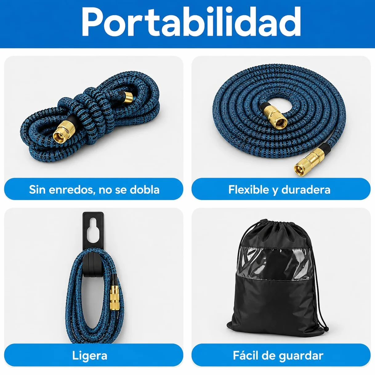 Tuyau d'arrosage extensible 15 m, tuyau d'arrosage rétractable, tuyau d'arrosage flexible avec 10 fonctions, adaptateur 3/4", connecteur en laiton massif, pour maison