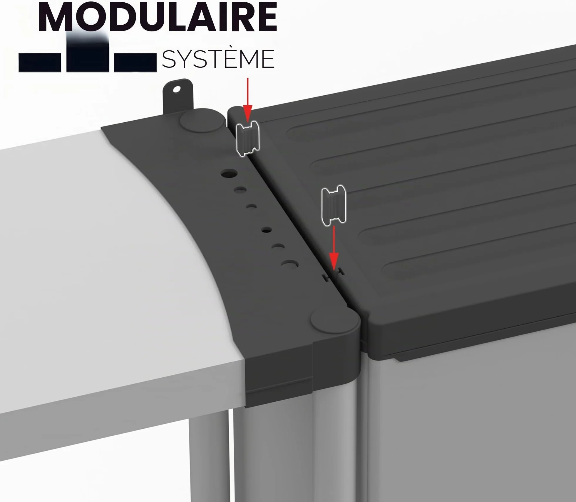 mongardi W2016 Armoire résine PVC PP 1 porte 1 étagère modulaire 34x40x85 cm Noir