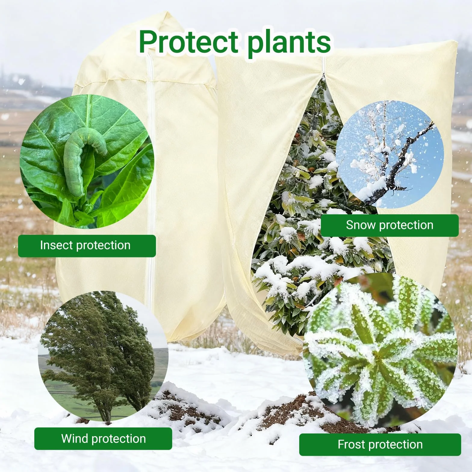Housse Hivernage Plante Exterieur 100x80cm Voile Hivernage avec Fermeture éclair Respirante Indéchirable Réutilisable