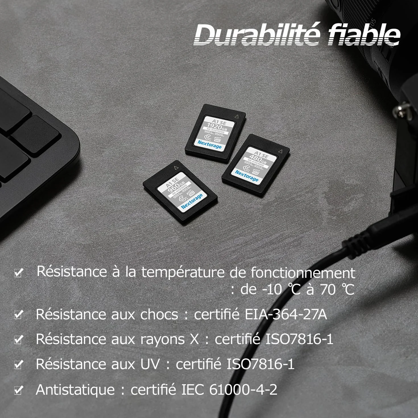 Nextorage CFexpress Type A 480Go Carte mémoire VPG200 Japonaise pour Sony Fujifilm A1SE