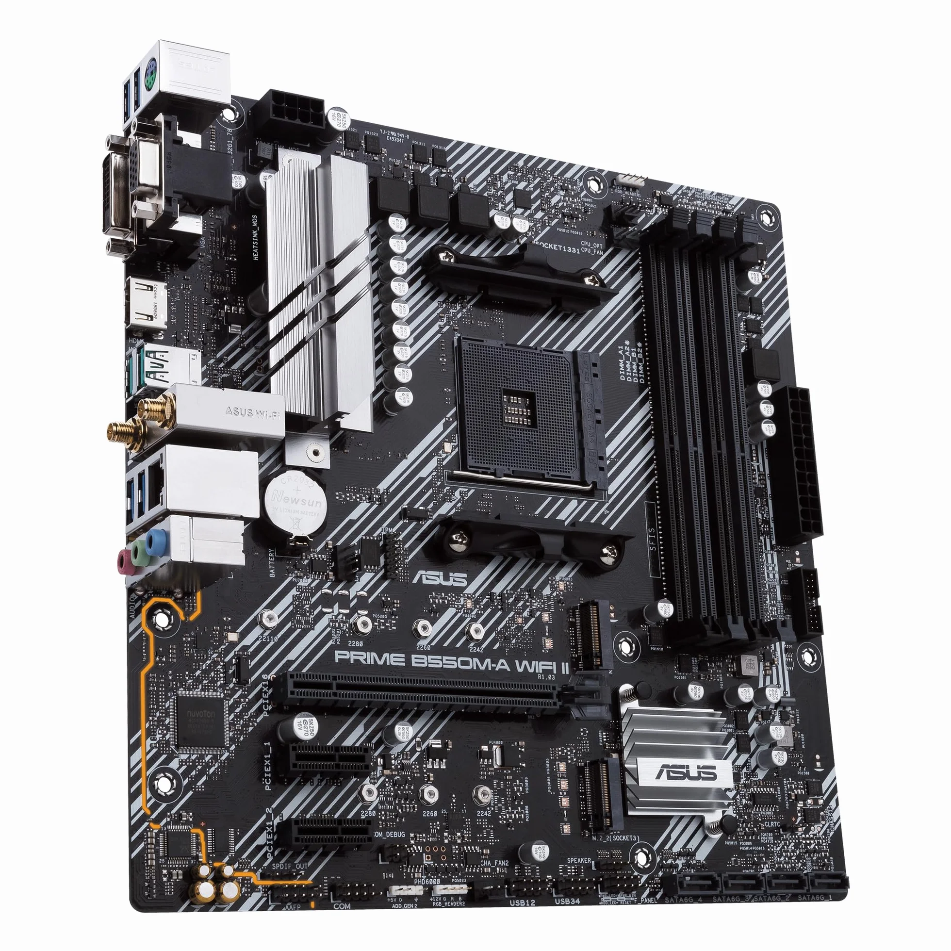 ASUS Prime B550M-A WI-FI II Carte mère AMD B550 Ryzen AM4 Micro ATX PCIe 4.0 DDR4 4400 Intel WiFi 6