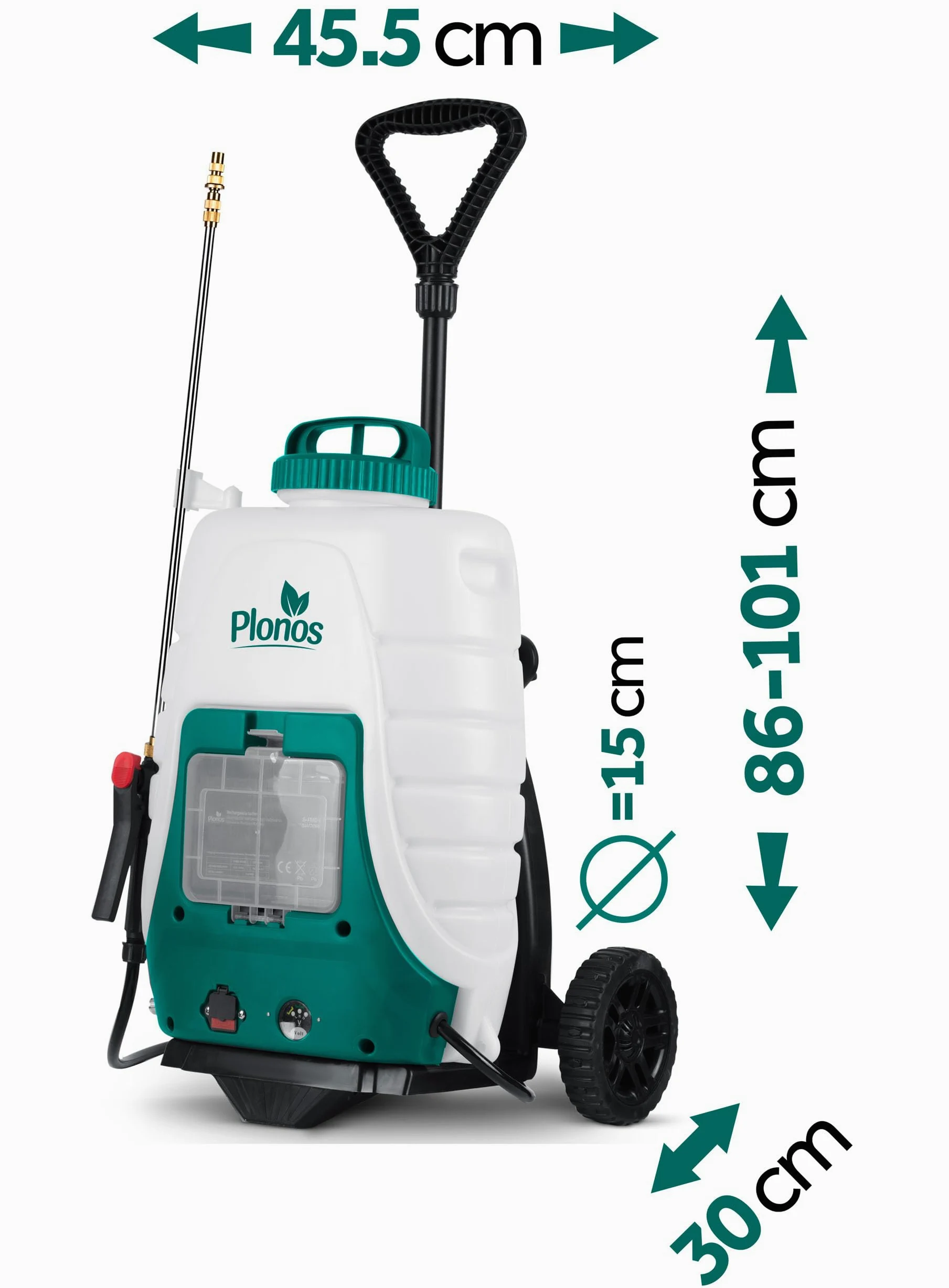 Pulvérisateur à Pression Rechargeable avec Chariot Capacité 18 L Rechargeable 8 Ah Lance 4 Buse 9 Buses Amovibles