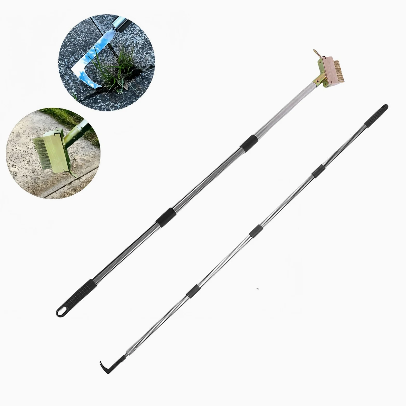 Pssopp Ensemble D'outils de Désherbage de Fissure en Acier Inoxydable Kit D'outils de Désherbage Brosse à Mousse pour Allées Terrasses Pavés Chemins de Jardin