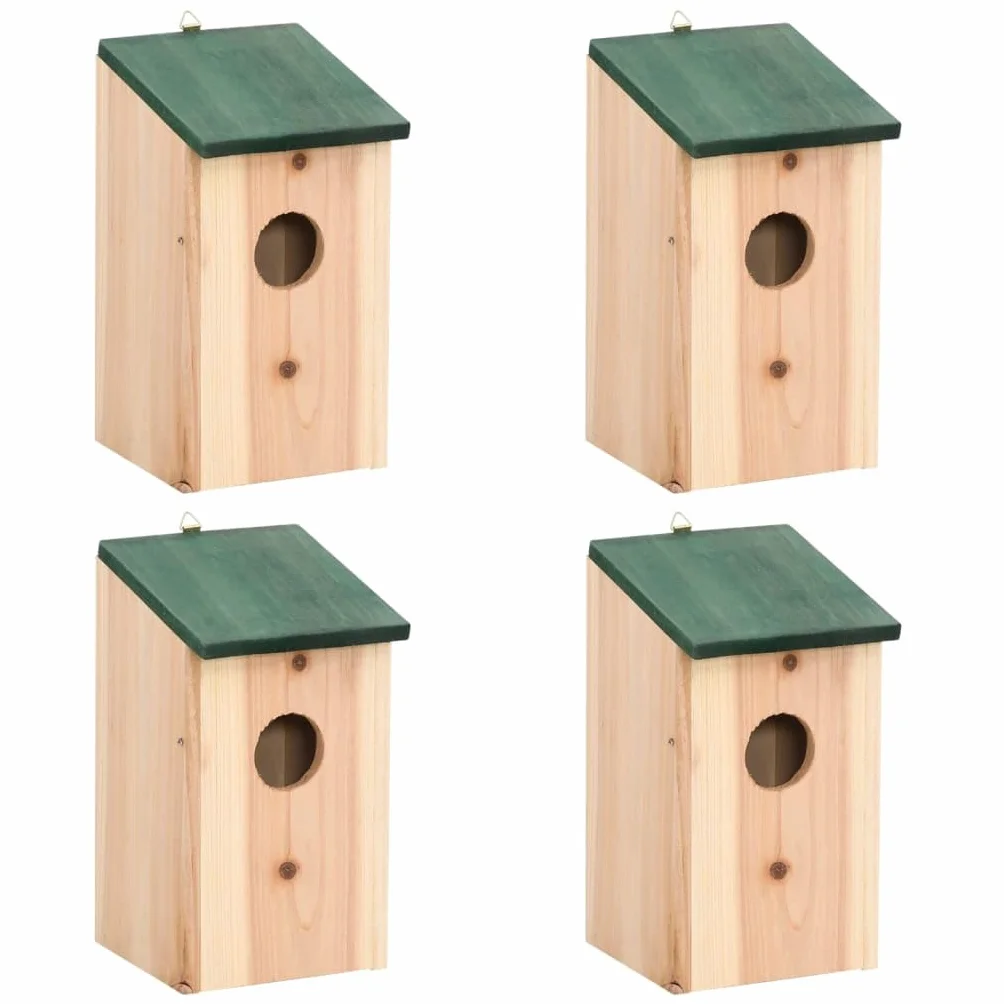 vidaXL 4X Nichoirs en Bois de Pin pour Oiseaux Jardin Extérieur