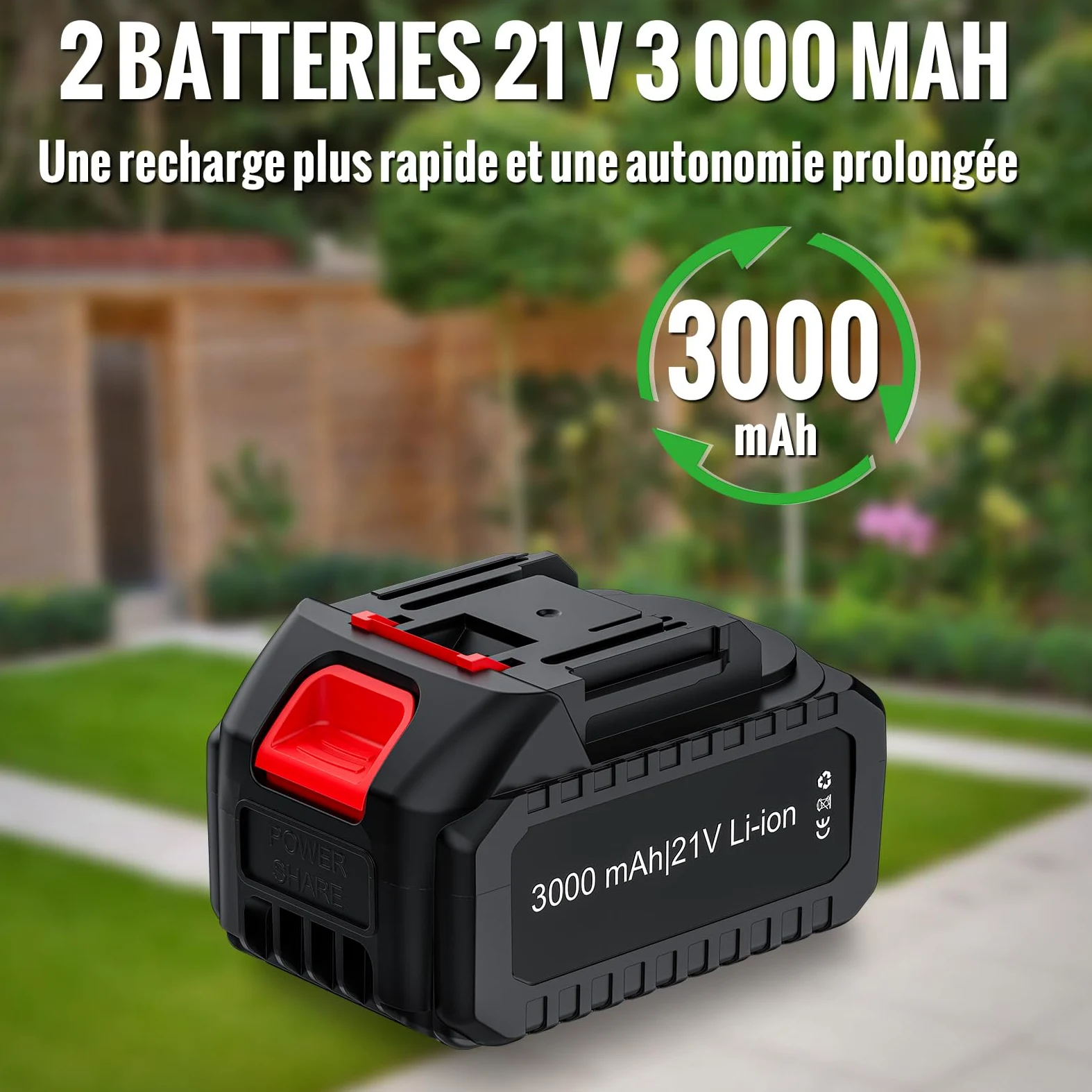 GARLLEN Souffleur électrique à batterie, souffleur électrique sans fil avec 2 batteries de 21 V 3000 mAh, 2600 tr/vitesse du vent 28 m/s, tige télescopique réglable pour feuille et enlèvement de neige | Souffleur Électrique avec 2 Batteries-21V 3,0Ah,Légè