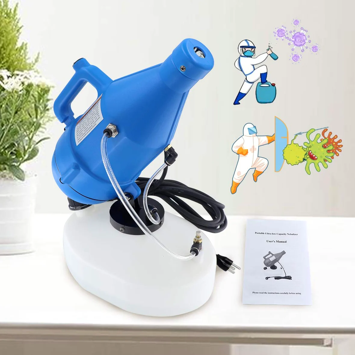 Pulvérisateur ULV 4.5L Portatif, 1400W | Atomiseur Désinfectant Électrique avec Portée 8-10m, pour Jardin Extérieur Hôtel Bureau & Maison