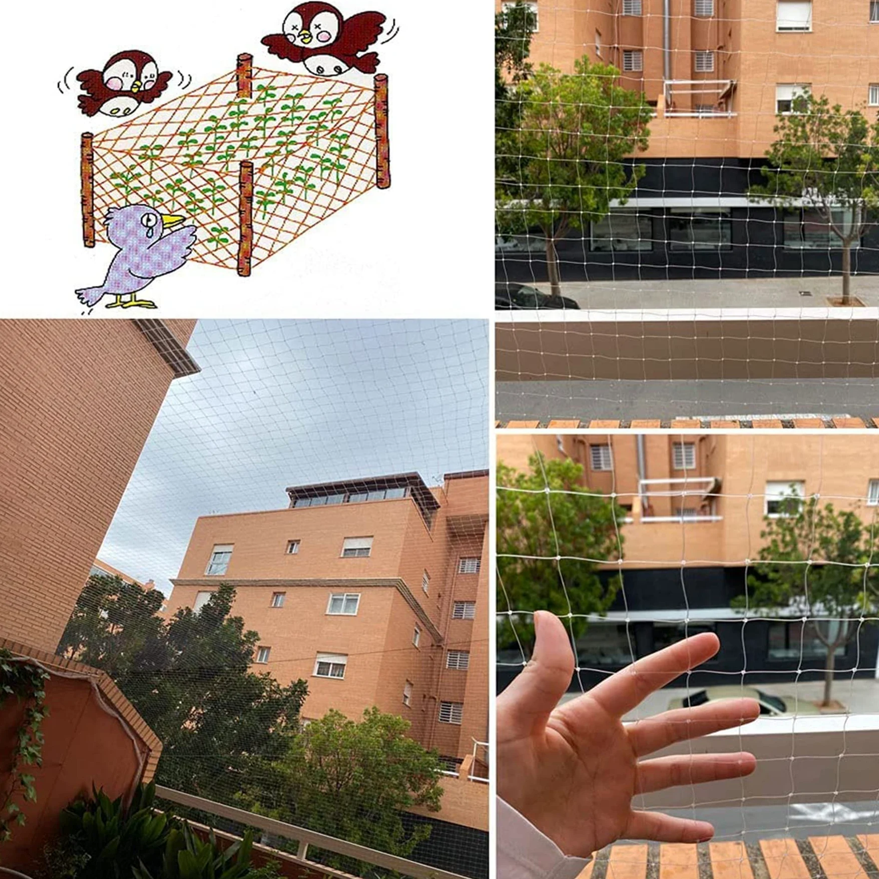 Filet Anti Oiseaux en Maille Filet de Protection Jardin(5m x 15m) | Filet Anti Pigeon Transparent, Filet Anti-Oiseaux pour Balcon, Bassin, Fruits, Légumes et Plantes, Oiseaux Contrôle